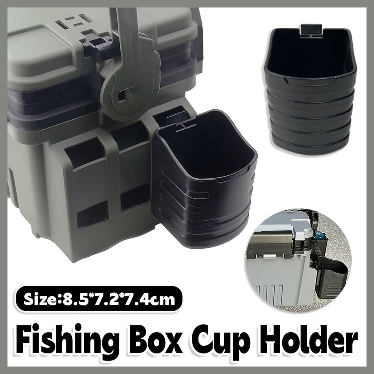 AIMALL Vertical Rod Holder Luya Fishing Box Accessories &ndash; Durable Clip-On Fishing Cup Holder, Multipurpose Storage Bucket for Fishing Gear &ndash; 3.3In X 2.9In X 2.8In, 128G image number 1