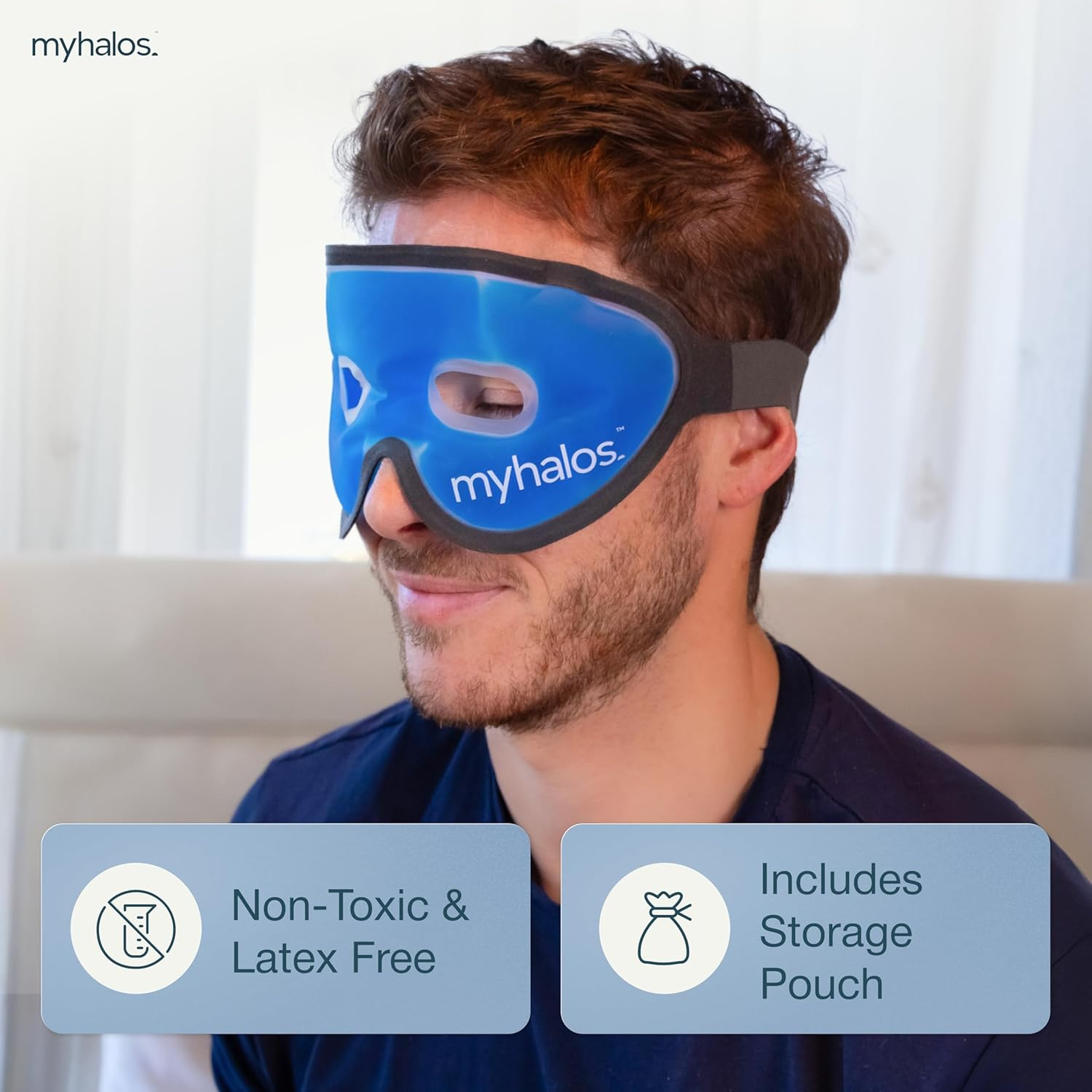 Cooling Eye Mask -Myhalos Mask- Reusable Gel Eye Mask for Cold Therapy- Our Ice Eye Mask Helps Soothe Puffy Eyes and Dark Circles Cold Eye Mask - Pink image number 5