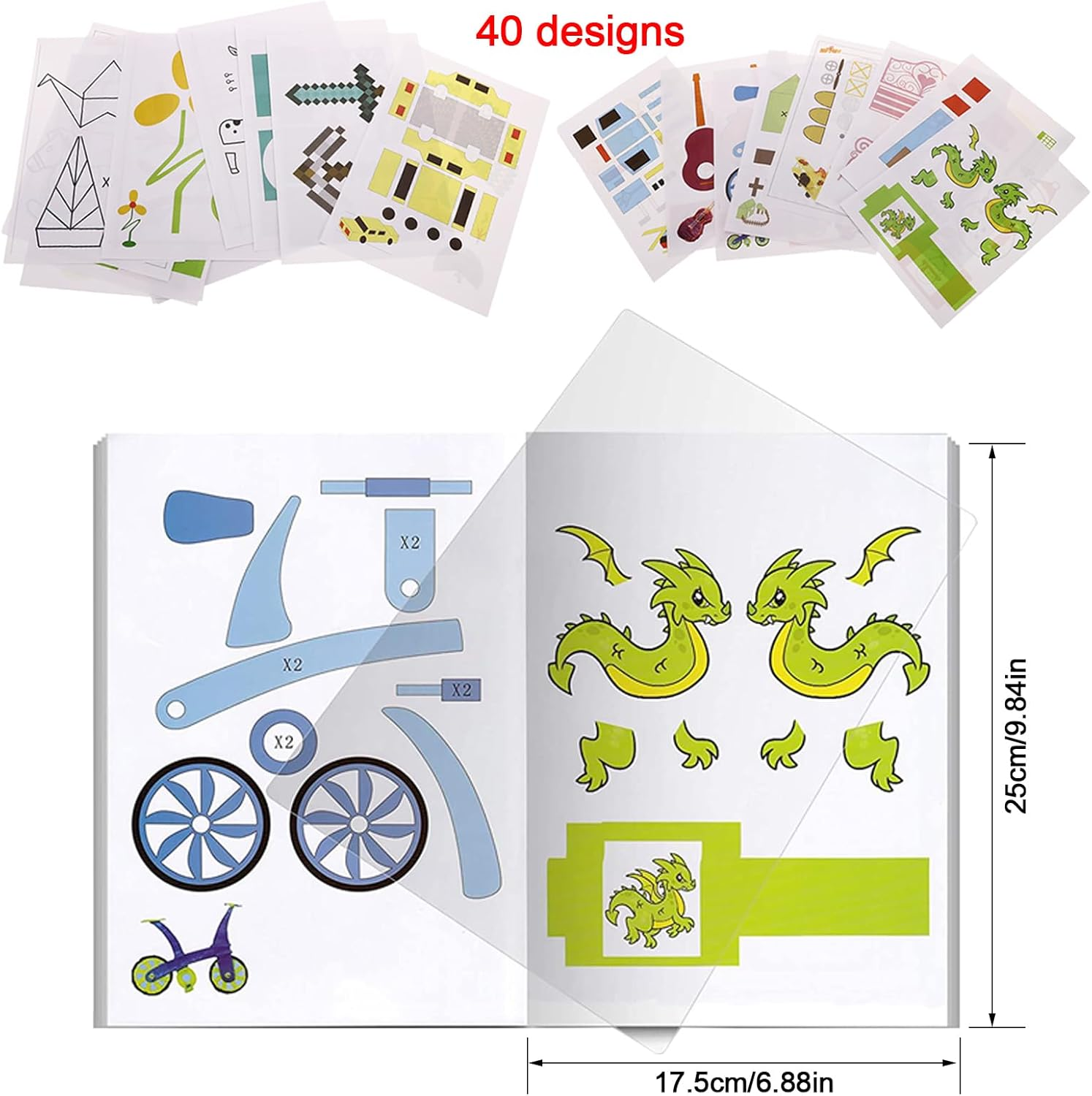 3D Printing Drawing Book 40 Different Cartoon Designs 3D Drawing Books for 3D Printing Pen for Kid 3D Pendiy Gift 3D Pen Stencils Templates image number 3