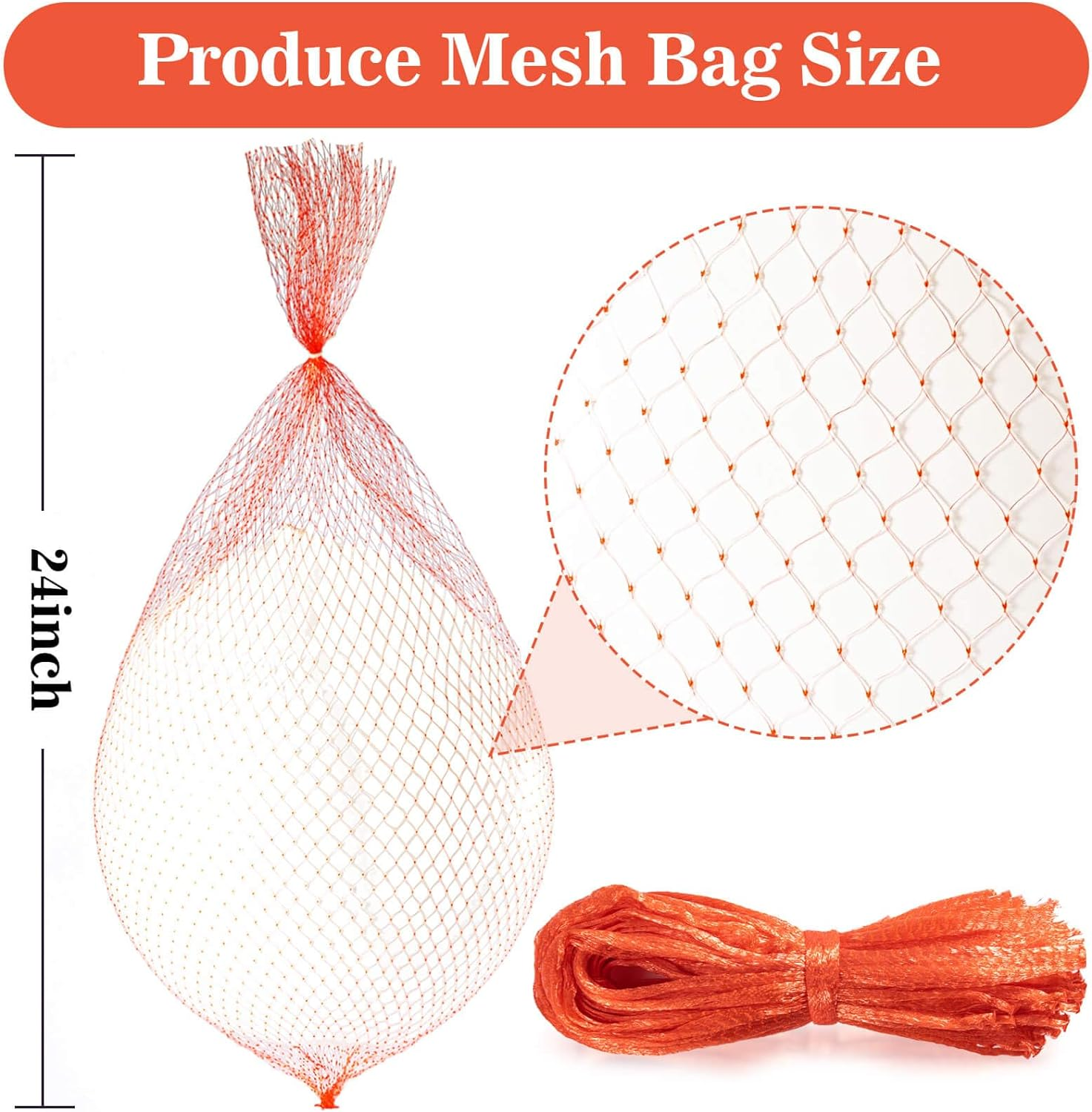 Sukh 90PCS Mesh Produce Bags - 24Inch Mesh Vegetable Bags Onion Storage Bags Net Produce Seafood Bags Net Bags for Vegetables Storage Fruits Seafood and Other Agricultural Products Red image number 2