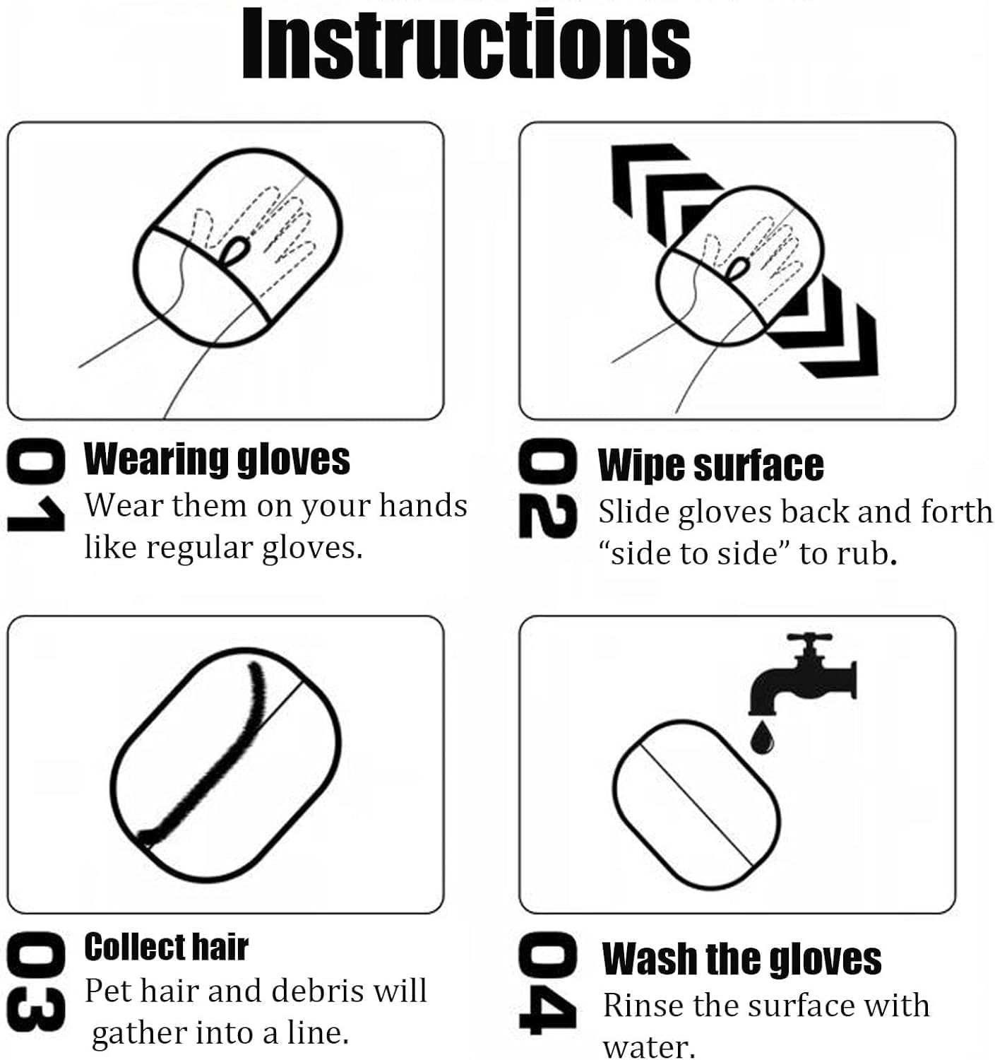 QFFAFAR Pet Hair Remover, Pet Grooming Gloves, Cat Hair Glove, Electrostatic Removal Gloves for Pet Hair, Pet Hair Remover Gloves for Dog Cat, Reusable, for Carpet Clothing Furniture image number 3