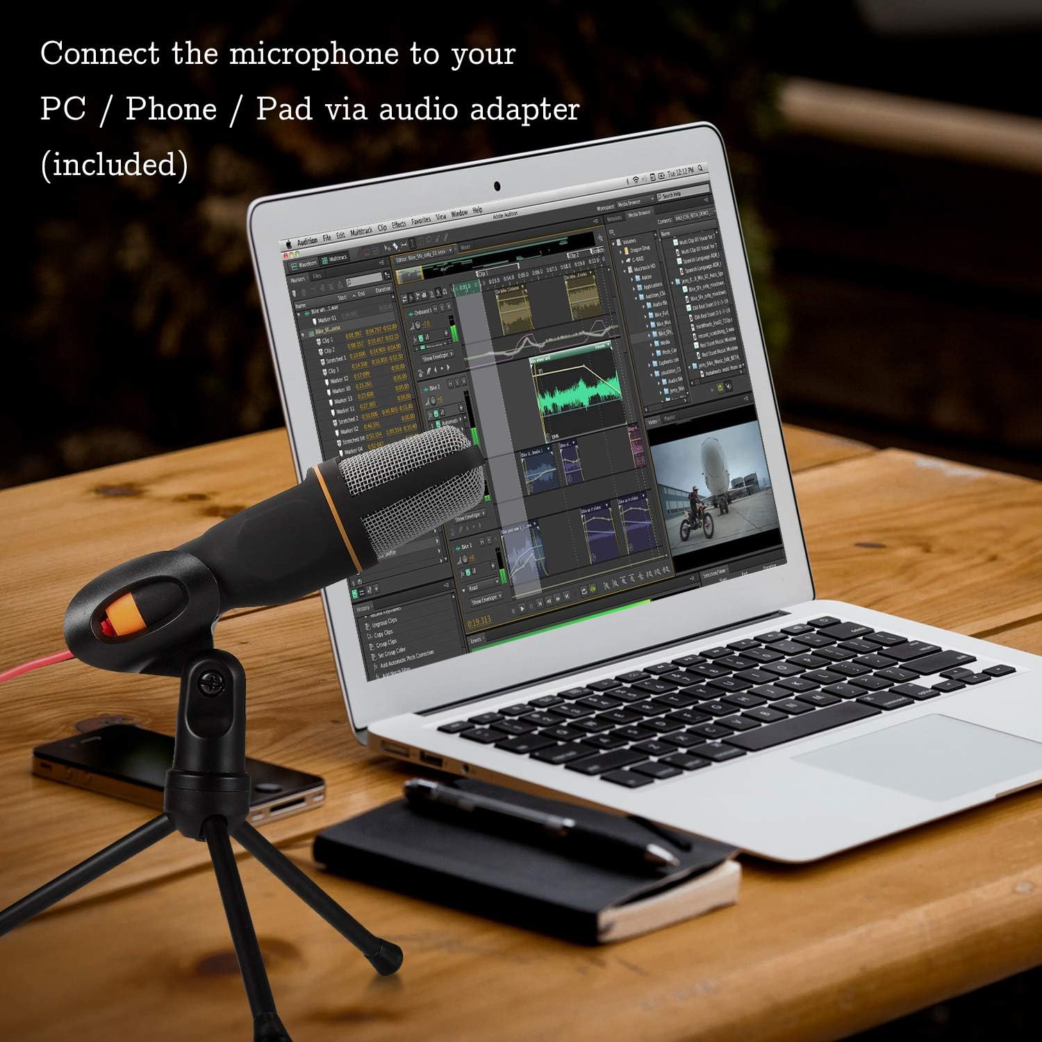 PC Microphone with Mic Stand, Professional 3.5Mm Jack Recording Condenser Microphone Compatible with PC, Laptop, Ip@D, Iph0Ne, Mac-Recorder Singing Youtube Skype Gaming (3.5Mm PC Microphone)