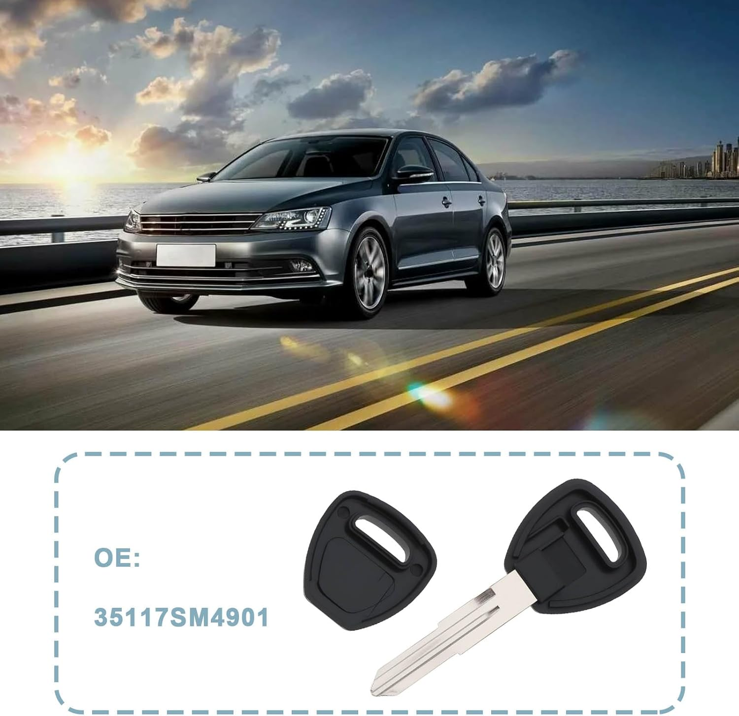 LT Easiyl 2PCS Car Blank Ignition Car Key 35117SM4901 Compatible with Honda Civic 1988-2000 CRX 1988-1991 Compatible with Del Sol image number 2