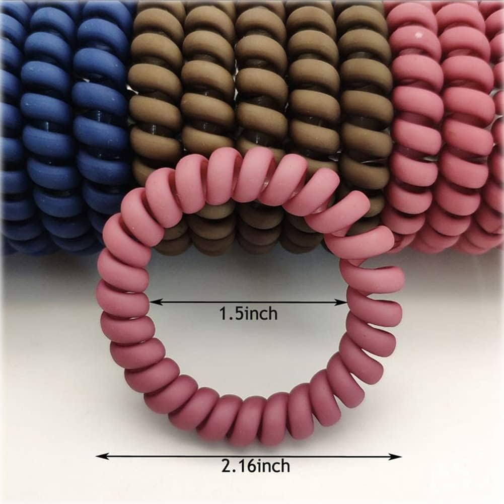 SHTGOI Pack of 10 Spiral Hair Bobbles Elastic Phone Cable Hair Bands Spiral Hair Bands Ponytail Holder Traceless Hair Rings Hair Ring Hair Accessories for Women and Girls Army Green image number 3