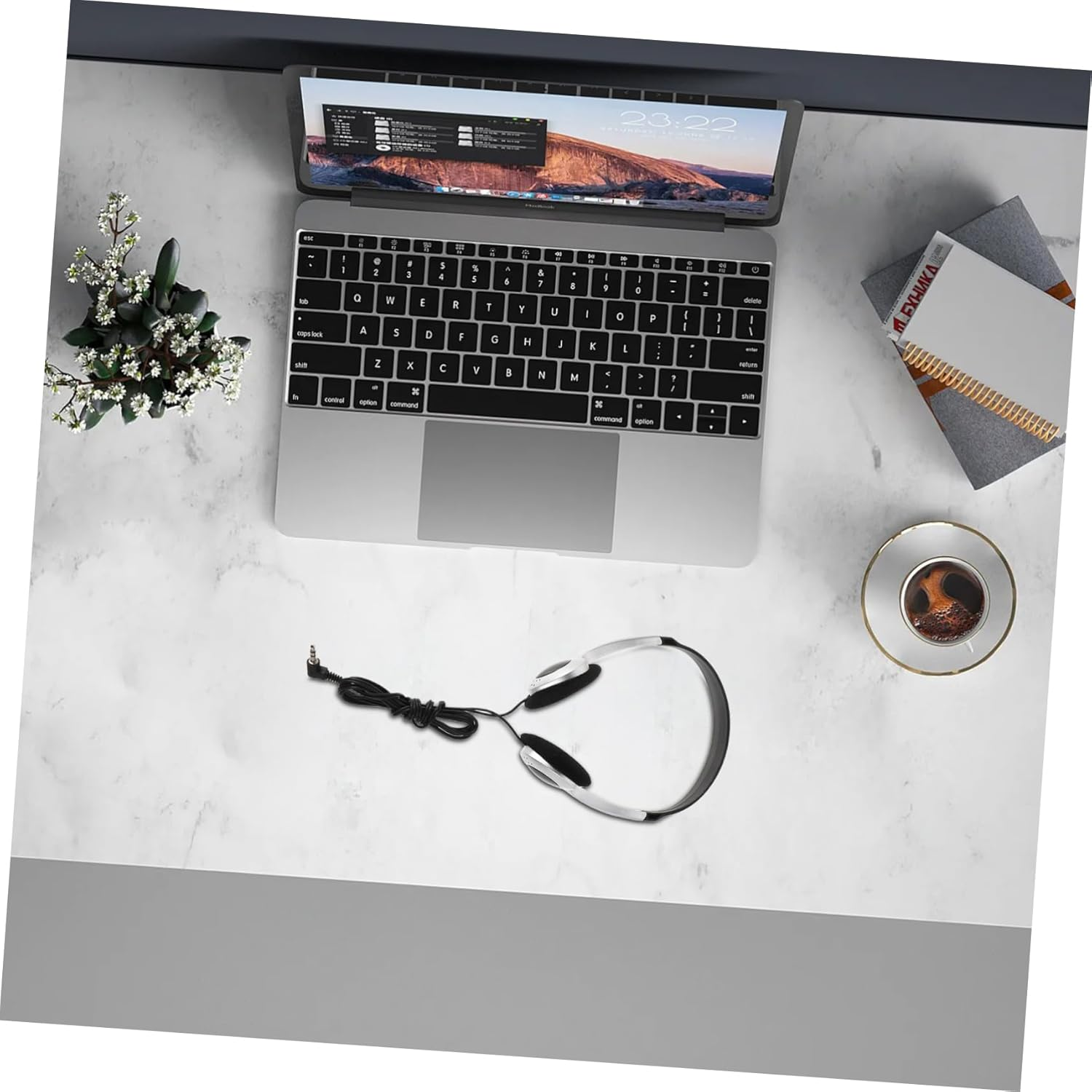 COHEALI Retro Wired Ear Headphones for Women and Lightweight Design Type C Adapter Comfortable Ergonomic Fit for School Library Travel Compatible with Computers Phones Tablets