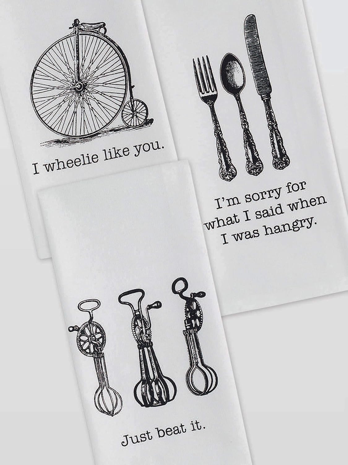 DII Decorative, Printed Kitchen Collection, Vintage Flatware, Dishtowel Set - Dishtowel Set image number 4