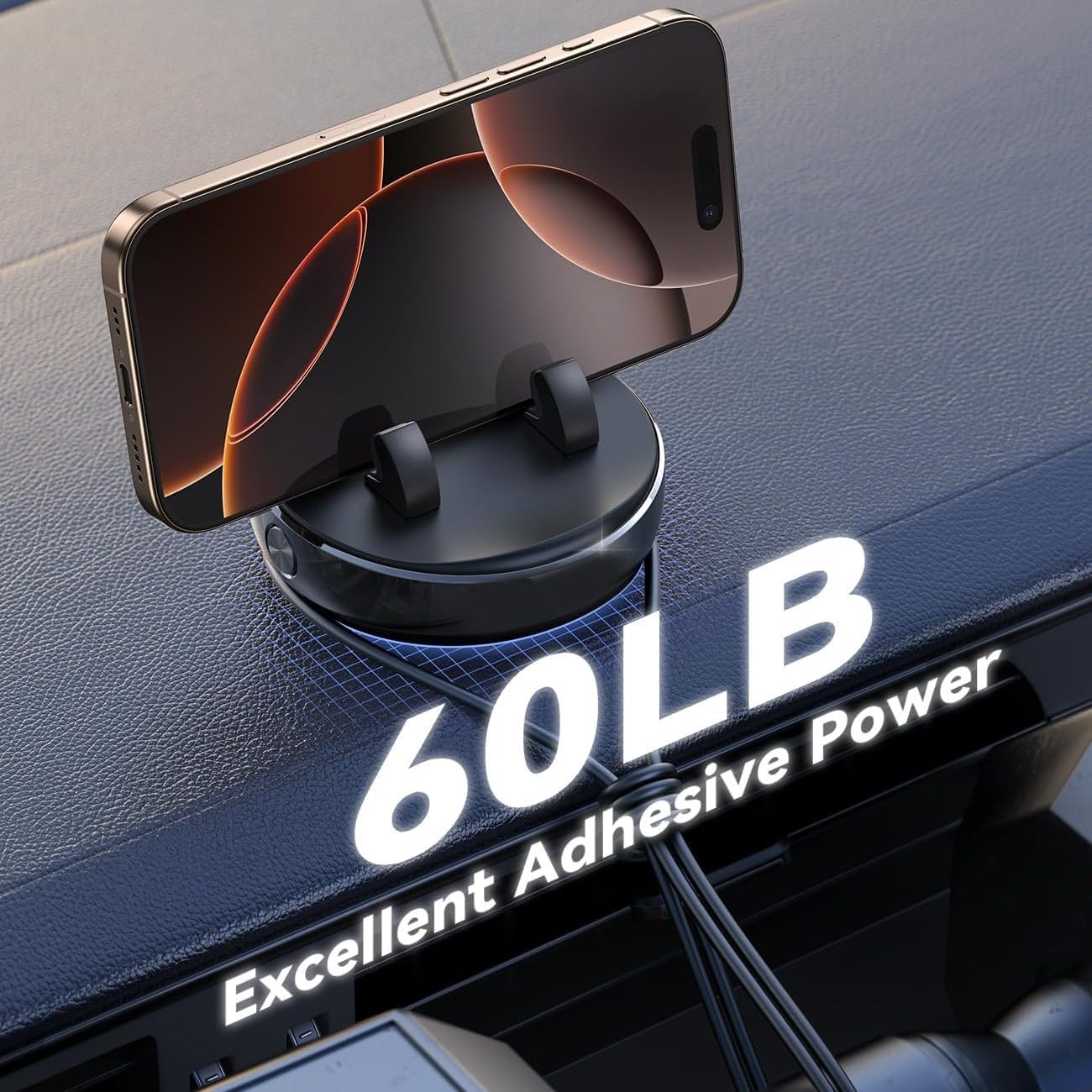 Car Phone Holder, 360&deg; Adjustable & Avoid Sun Glare Car Mount, Slip Free Spring Snap Design Dashboard Phone Holder, Phone Holders for Your Car Compatible with Smartphones, GPS Devices