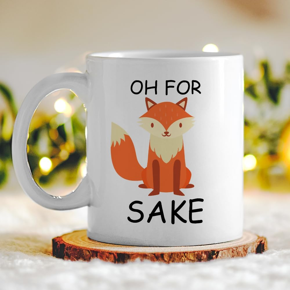 Oh for Sake Coffee Mug, Funny Fox Coffee Mug Gift, Fathers and Mothers Day Birthday Christmas Gifts Fun Tea Cup White 11 OZ image number 2