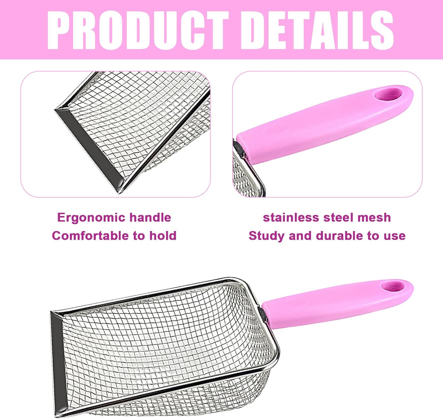 PLUSHCEWT Cat Litter Scooper, Cat Poop Scooper, Sand Strainer Scoop, Stainless Steel, Reptile Net, Pooper Scooper, Scatter Cleaner, Corner Scoop, Pet Litter Cleaning Tool for Cat, Dog, Rabbit, image number 4
