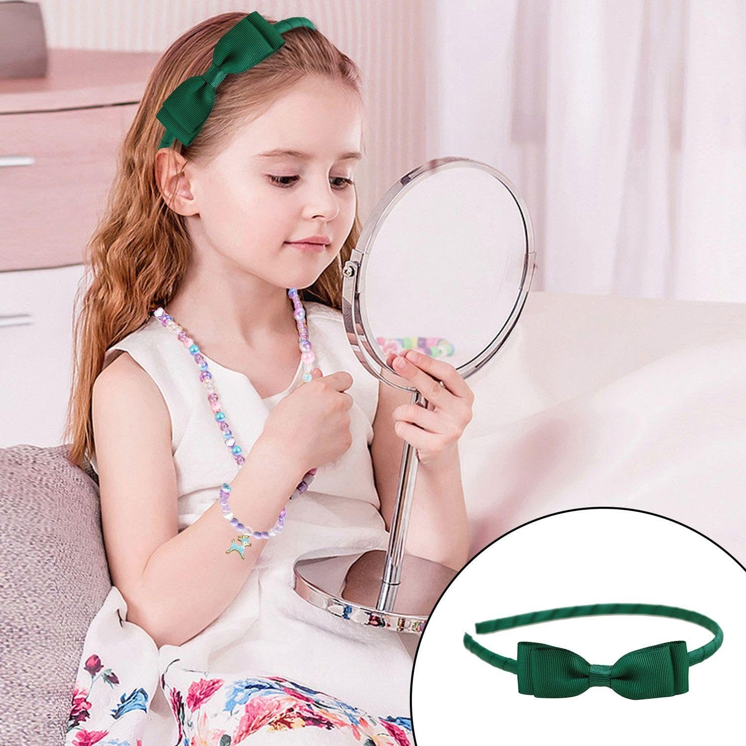 Pack of 3 Bow Hair Bands and 3 Pieces Bow Hair Clips, Bow Hair Accessories, Cute Hair Accessories, Girls Hair Accessories, School Hair Accessories image number 4