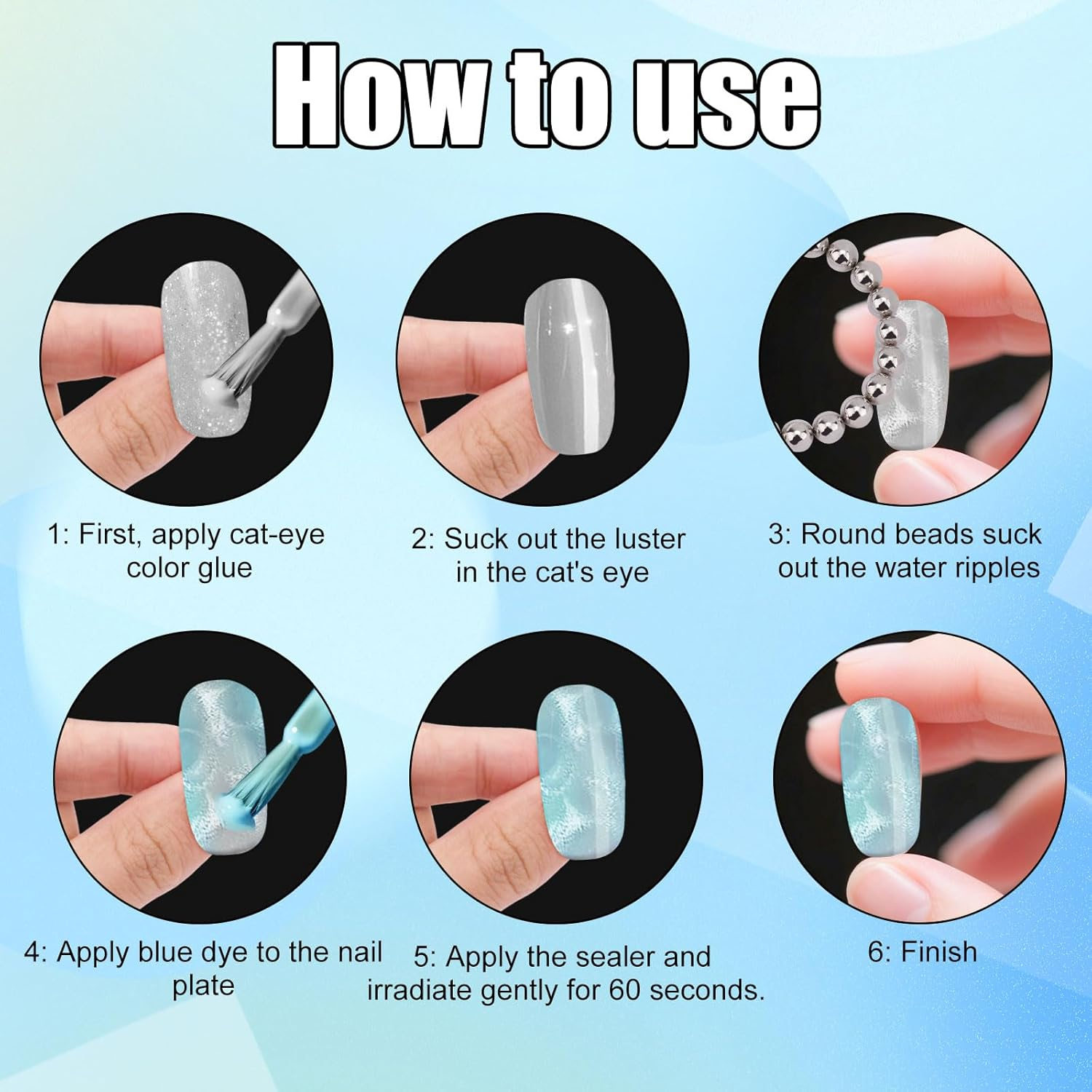 20 Pcs Mini round Ball Cat Eye Magnets, Magnetic Beads for Water Ripple Cat Eye Nail round Magnetic Beads for Home DIY Nail Design Tool Accessories image number 5