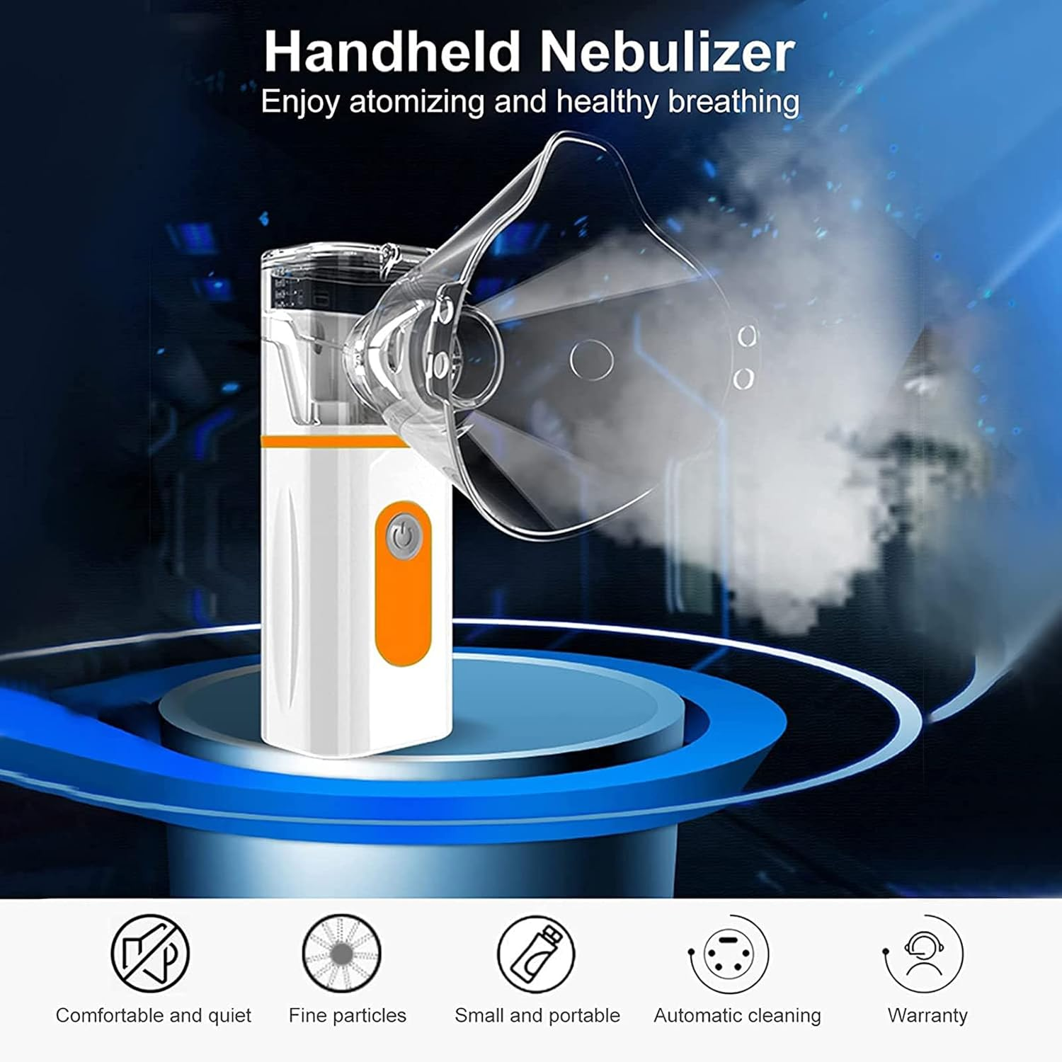Nebulizer Handheld Atomizer Steam Inhaler Mesh Nebulizer Household Portable Atomizing Sprayer Electric USB Nebulizer Machine for Children and Adults,Green image number 1