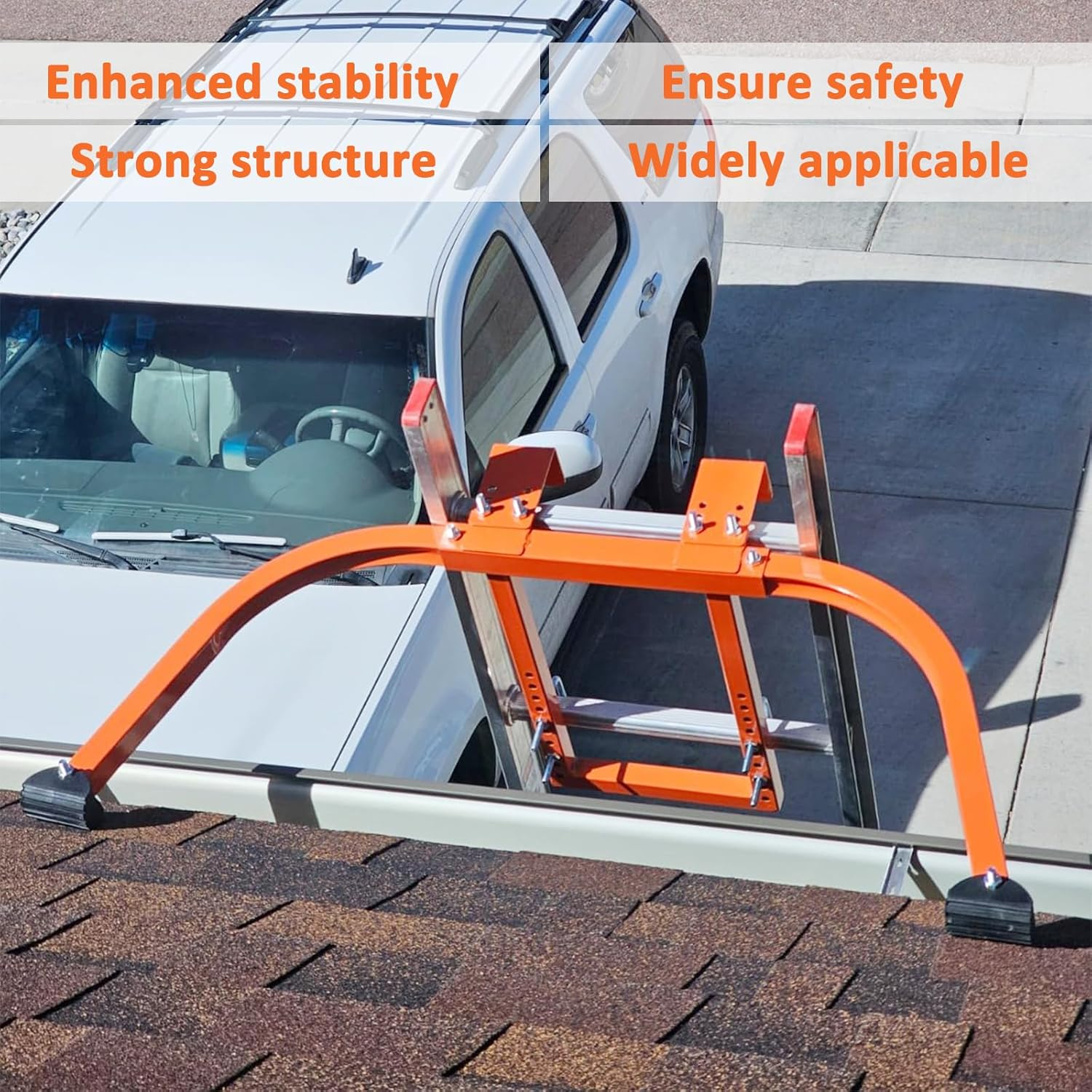 Ladder Stabilizer, Heavy Duty Steel Ladder Roof Hook Ladder Stabilizer with Wing Span/Wall Extension Accessory, Secure and Stable Ladder Standoff Arms for Roof Gutter with Anti-Slip Rubber Feet - Ladder Stabilizer With Tool Tray image number 4