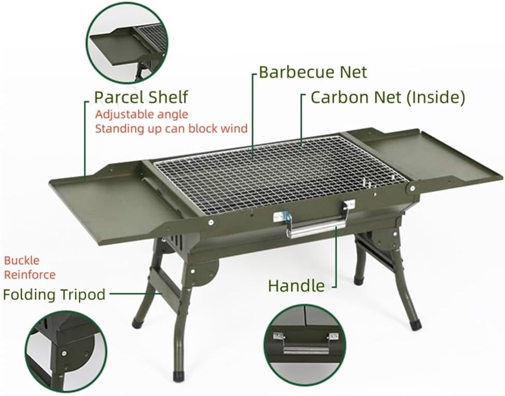 Charcoal Grills,Folded Patio Camping Barbecue Grill,Bbq Barbecue Stove Carbon Grill Barbecue Utensils for Garden Backyard Party Picnic Camping Outdoor Cooking,Portable Foldable Barbecue Charcoal Grill image number 4