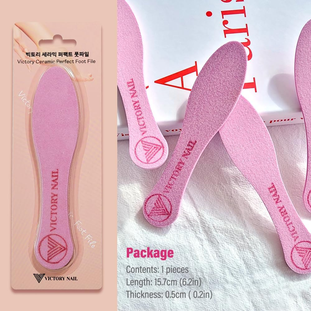 VICTORY NAIL 1PCS Medium and Rough Grit Ceramic Pink Foot File Double-Sided Callus Removal image number 3