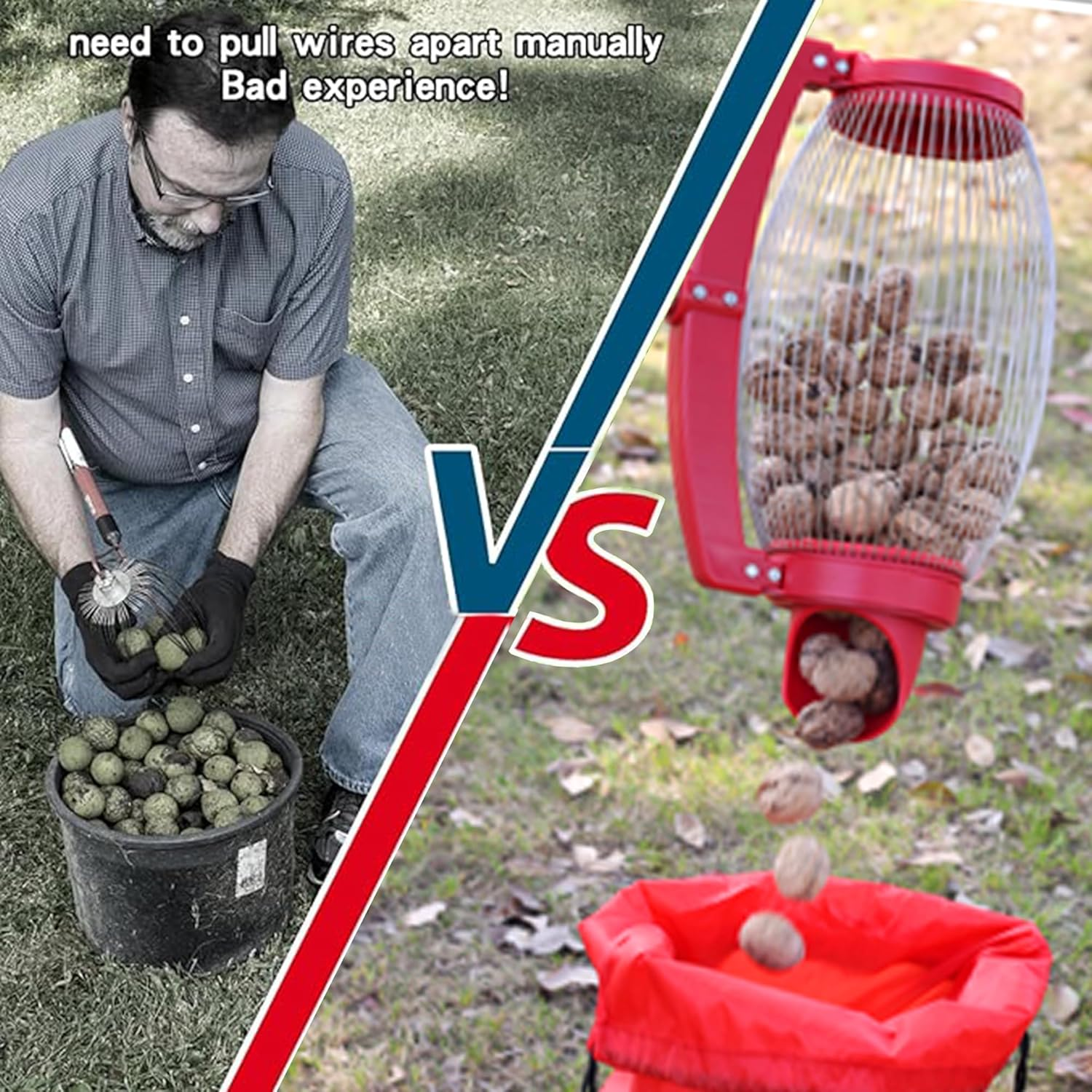 Gyugmhao Manual Rolling Nut Collector,Adjustable Nut Gatherer,Pinecone Picker Upper - Directly Dump Outlet,Apply to Pinecone,Hickory,Chestnuts,Golf,Crab Apple Objects Size 1Cm to 5Cm;1.5 Gallon image number 6