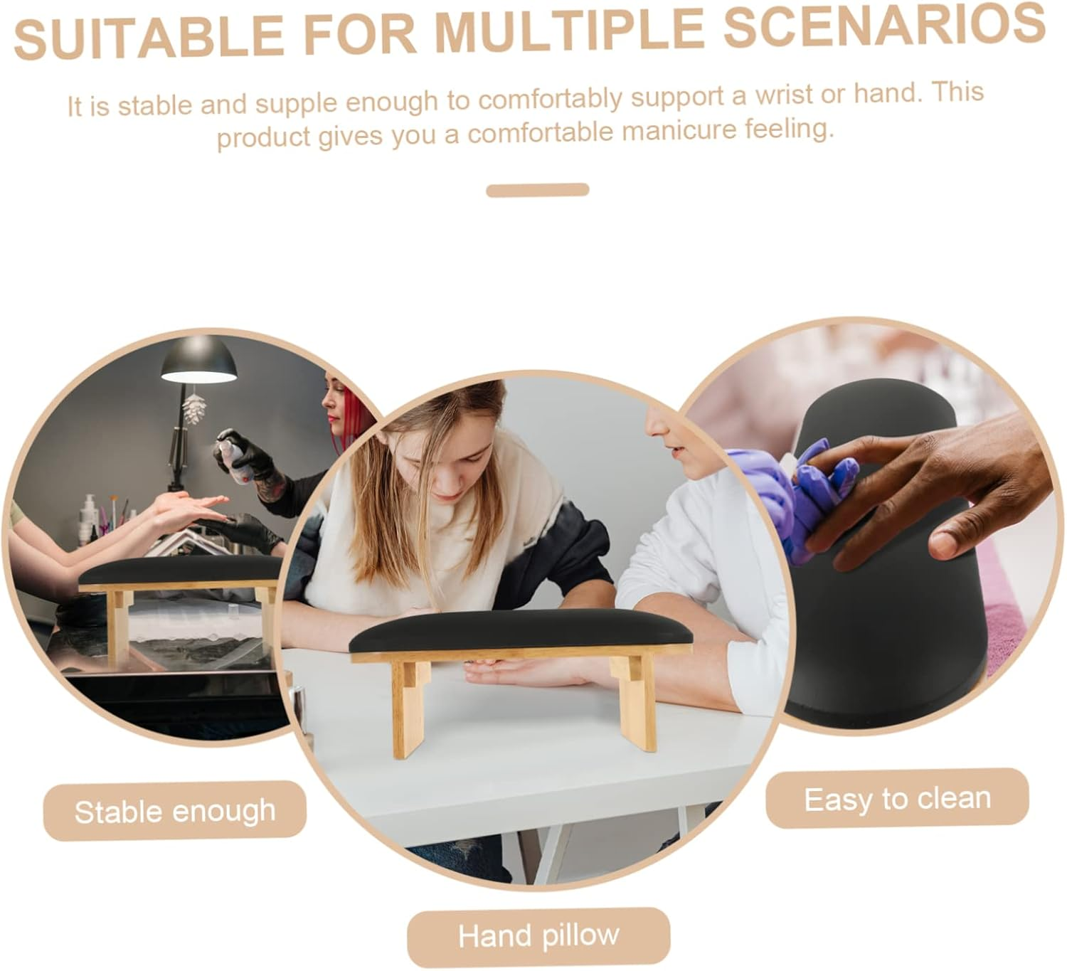 HAPINARY Manicure Hand Rest Cushion Comfortable Leather Nail Art Armrest for Salon and Home Use Portable Nail Tech Accessory