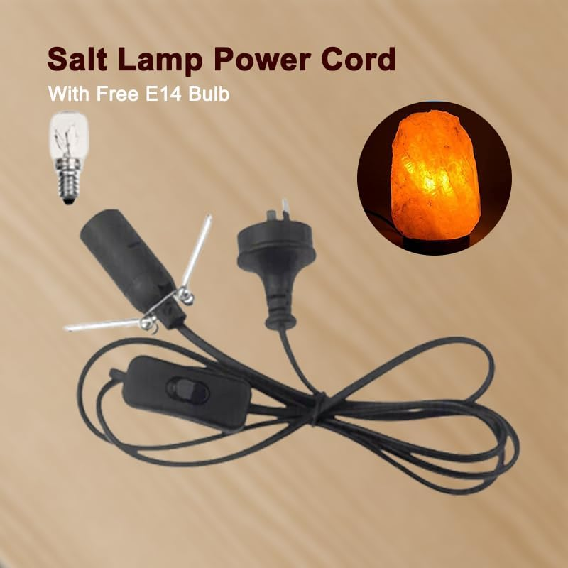 Leona Co Himalayan Salt Lamp Cord, Original Replacement Cord with Dimmer Switch or On/Off Button, 1 Free E14 Halogen Salt Lamp Bulbs for Salt Rock Lamp (On/Off Button) image number 4