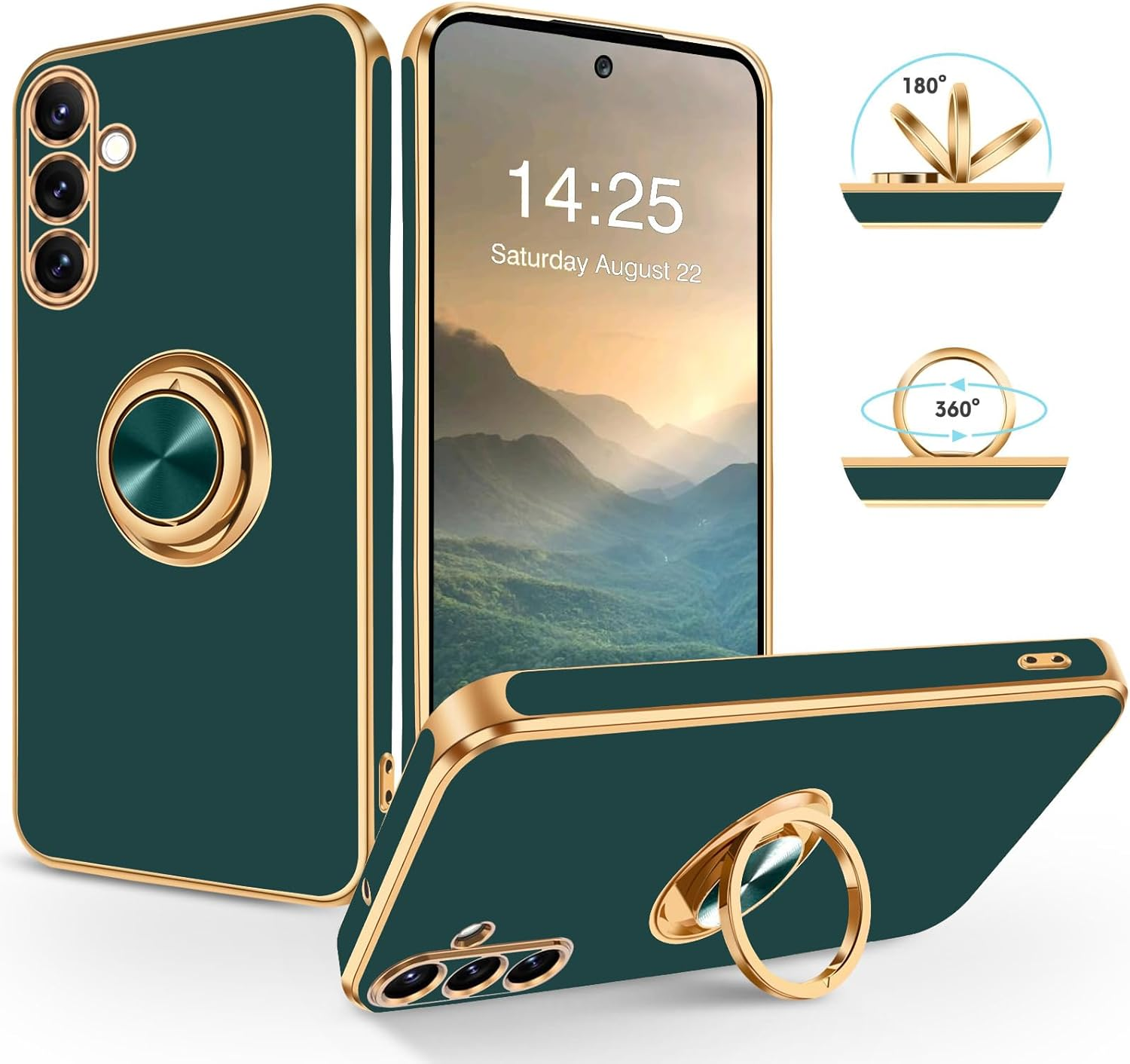 Souligo Samsung Galaxy A56 Case, Galaxy A56 Mobile Phone Case Slim Soft TPU Silicone Case Cover with 360 Degree Ring Holder Stand Stable Scratch-Resistant Case for Samsung Galaxy A56 4G / A56 5G White