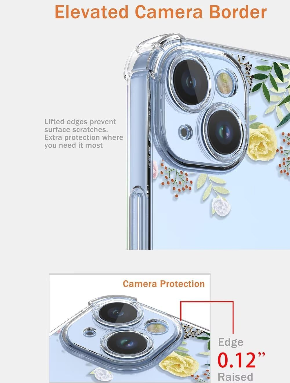 SEAHAI Case for Motorola Moto G55 5G, Colourful Beautiful Flowers Ultra Thin Transparent Mobile Phone Case Soft Silicone TPU Bumper Shockproof Case Protective Cover - Cat - Camellia image number 6