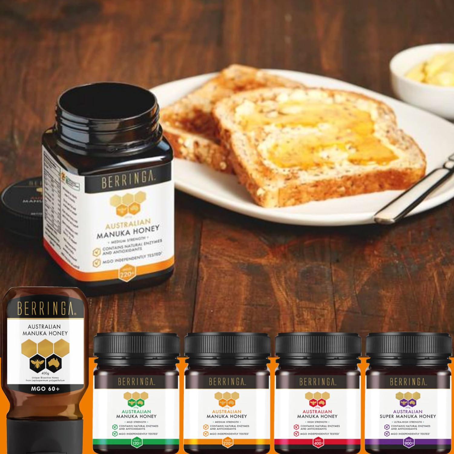 BERRINGA Bioctive Australian Raw Super Manuka Honey MGO 220+ 500G - 100% Pure Independently Tested, Certified, Traceable with Natural Enzymes, Antioxidants, Genuine Natural Superfood, Non GMO image number 5