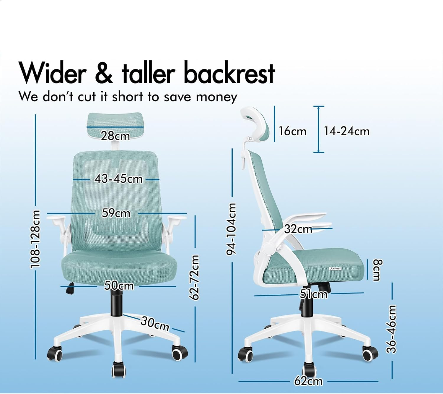 ALFORDSON Office Chair Mesh Computer Chair Swivel Executive Desk Chair with Adjustable Headrest and Armrest Arco Series(Cyan) image number 6