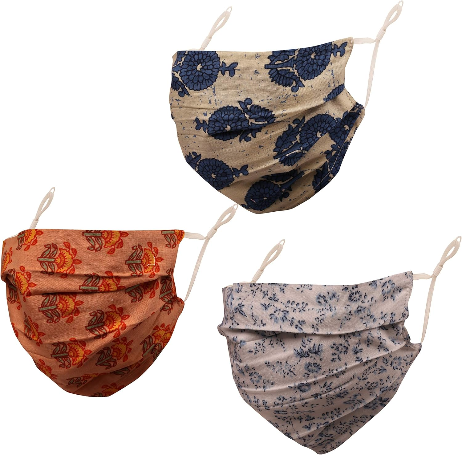 Touchstone Indian Heritage Fabric Adjustable Filter Pocket Nose Bridge Double Layer Cotton Face Mask Reusable Washable for Men, Women. image number 2