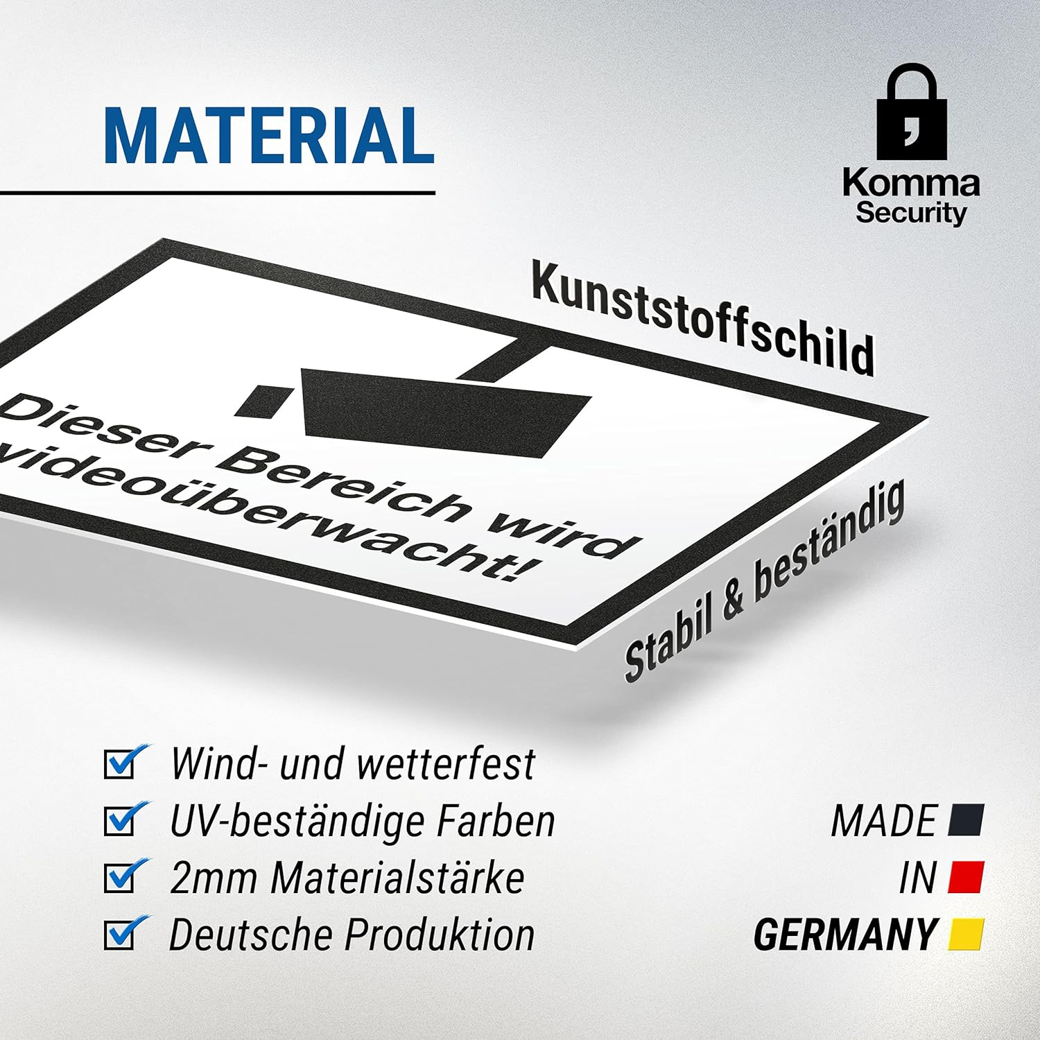Komma Security Area Is Video Surveillance Plastic Sign Sign Indoor Outdoor Warning Video Surveillance Burglary Protection Notice Prevention of Burglary - Deterrent image number 2