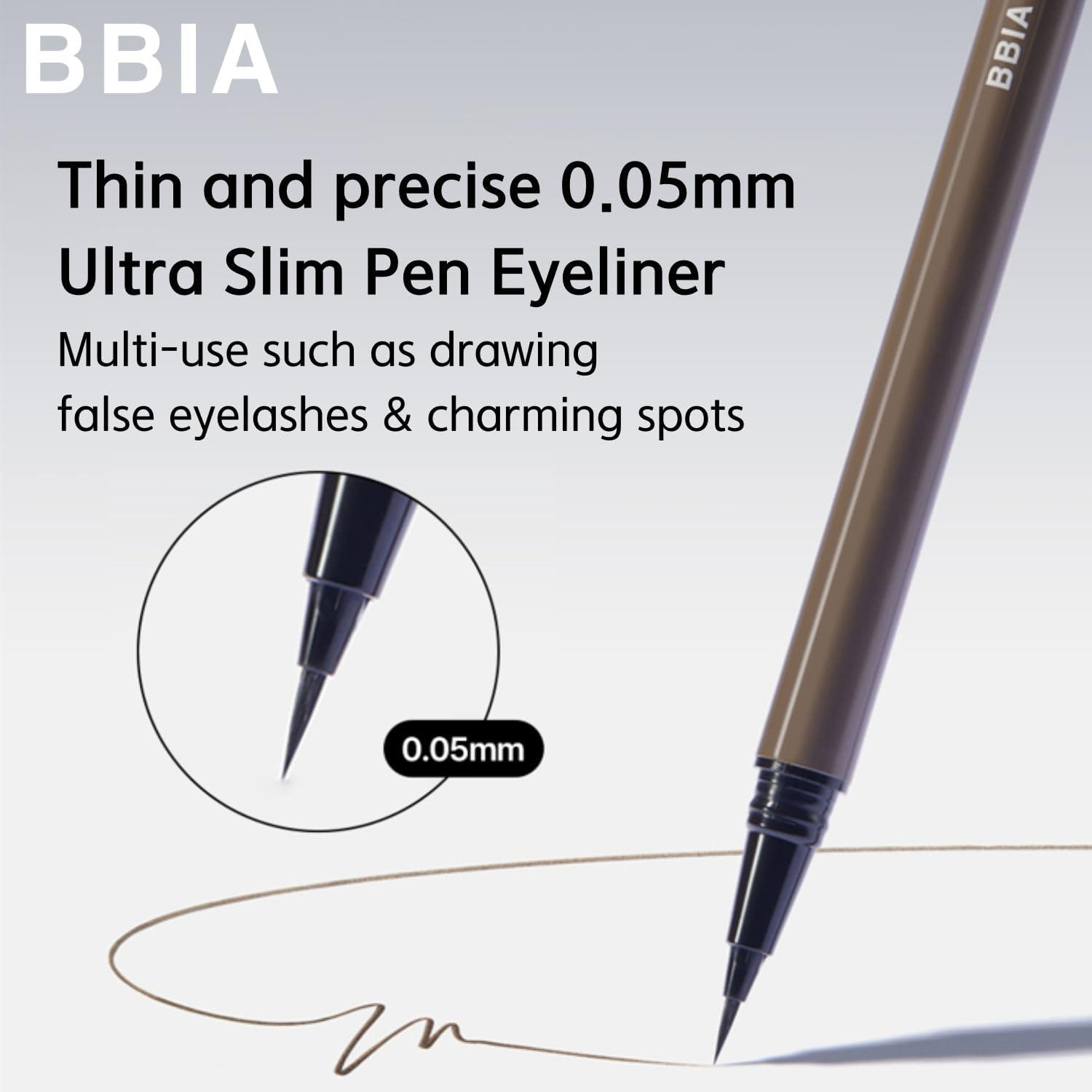BBIA Last Pen Eyeliner SLIM 3 Colors - Ultra Slim Semi-Transparent Waterproof Liquid Brush Pen Eyeliner Natural Builable Texture Multi-Use Eye Liner Korean Eye Makeup Vegan Formula (S2 DEEP TAUPE S)