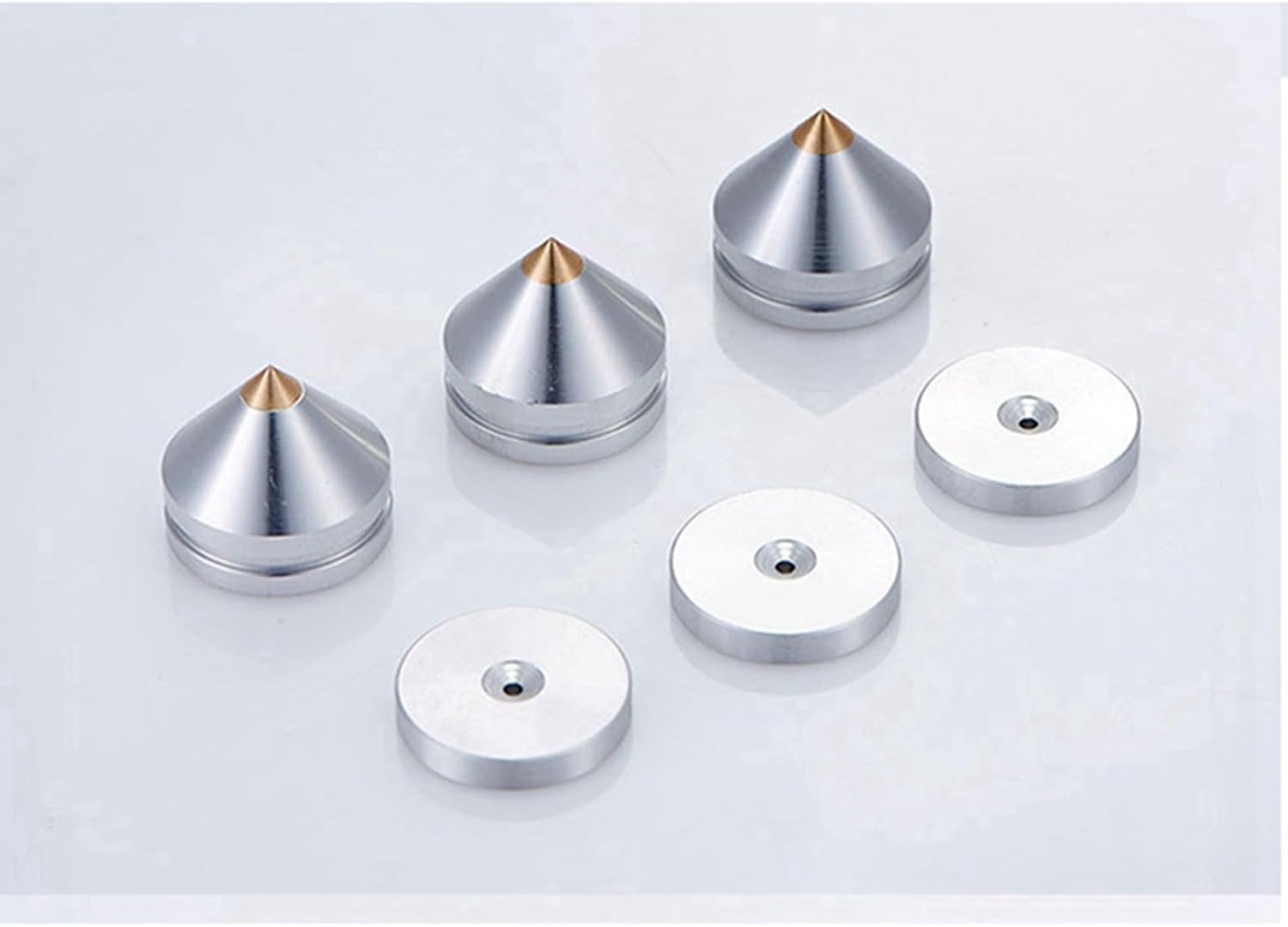 Mellisso 16Set Hifi Audio Foot Spikes Cone Floor Foot Nail Aluminum Alloy Speaker CD Cabinet Power Amplifier Computer(Silver)