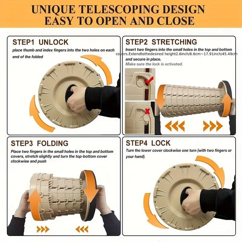 AIMALL Folding Telescopic Stool &ndash; 17.72In Adjustable Lightweight Portable Stool for Outdoor, Camping, Travel, and Night Market Use image number 3