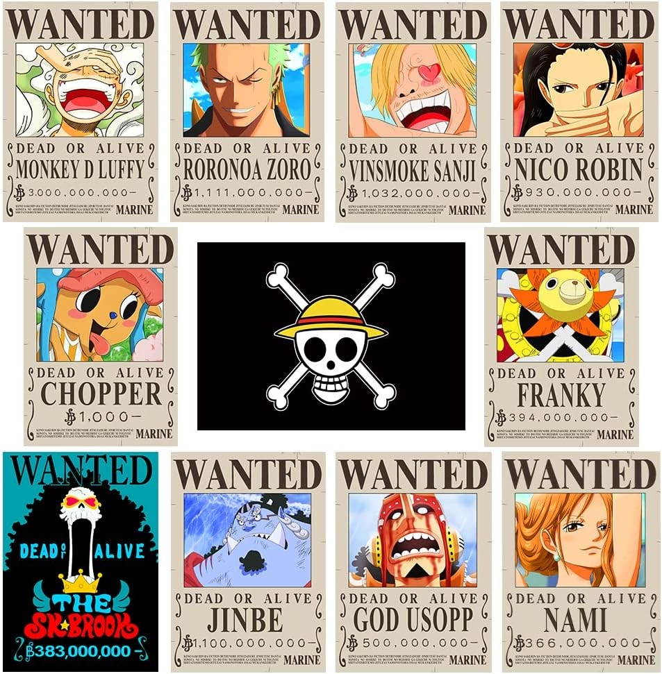 TYZZHOA 25PCS Anime One Piece Wanted Posters 30&times;21Cm, New Bounty Edition, Straw Hat Pirates Crew Nika Luffy 3 Billion, Zoro, Sanji, One Piece Anime Gifts(Retro)