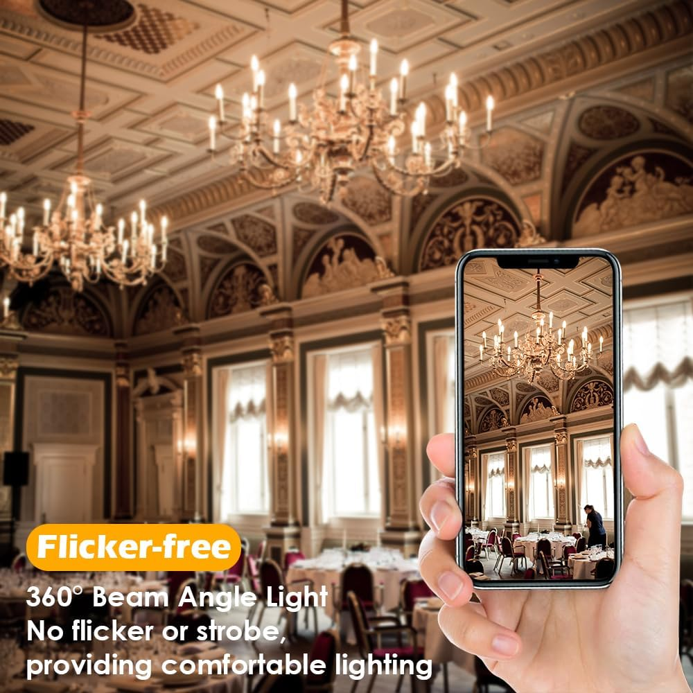 Geminilite 4W B15D Bayonet Candle LED Bulbs, Replacement for 40 Watt Candelabra Light Bulbs, SBC Small Bayonet Cap 2700K Warm White C35 470LM B15 Candle Not Dimmable Filament Chandelier 6 Pack image number 4