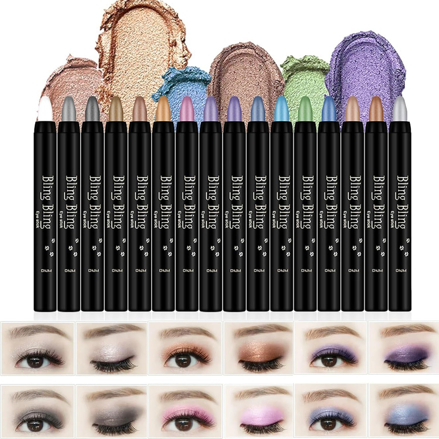 Eyeshadow Stick, 16 Colors Glitter Cream Eyeshadow Stick Set, Waterproof Eye Shadow Pencil, Colorful Eye Shadow Stick Pen Makeup Set, Waterproof & Long Lasting Starter Eyeshadow Stick Sets image number 2