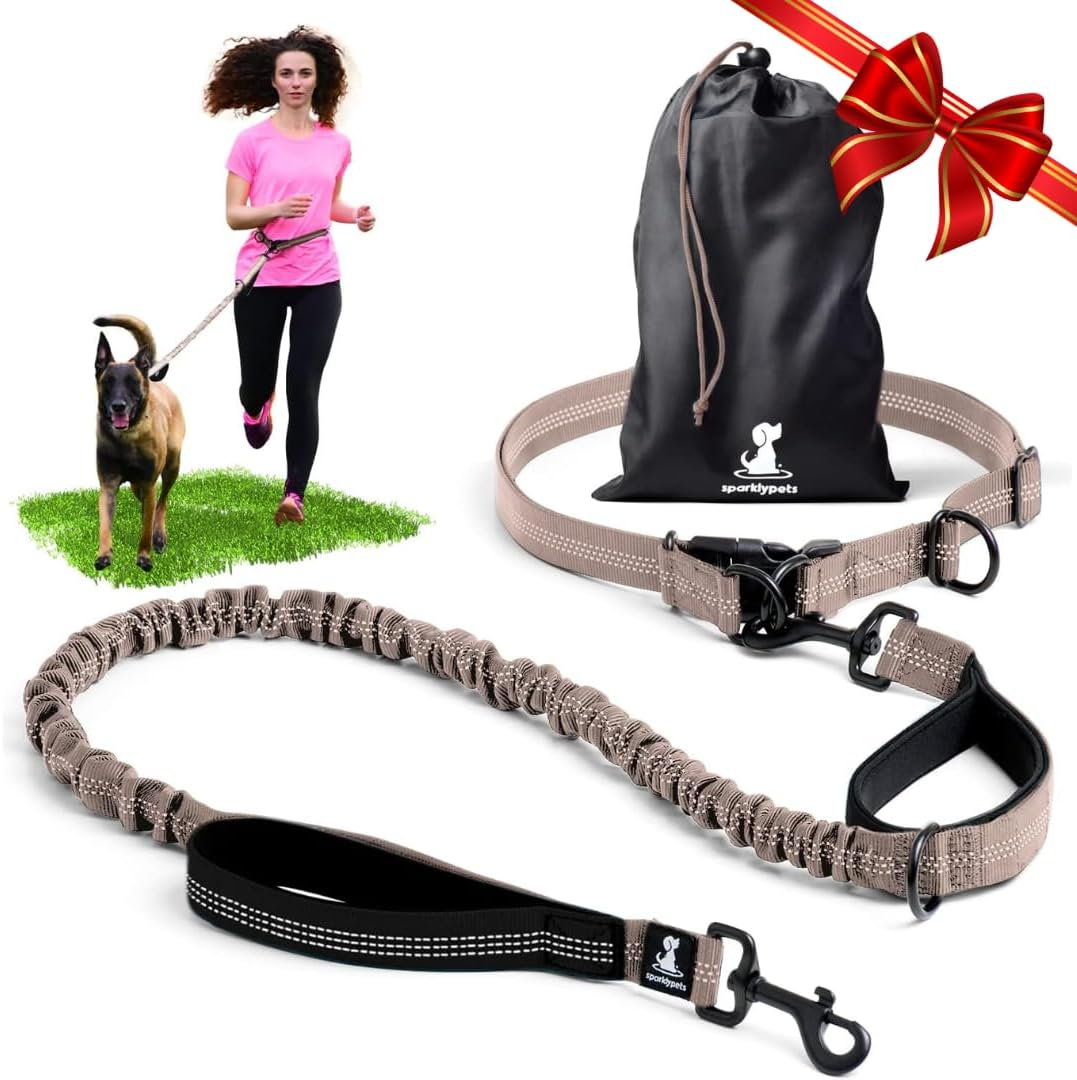 Sparklypets Hands Free Double Dog Leash &ndash; Dual Dog Leash for Medium and Large Dogs &ndash; Dog Leash for 2 Dogs with Padded Handles, Reflective Stitches, No Pull, Tangle Free Blue