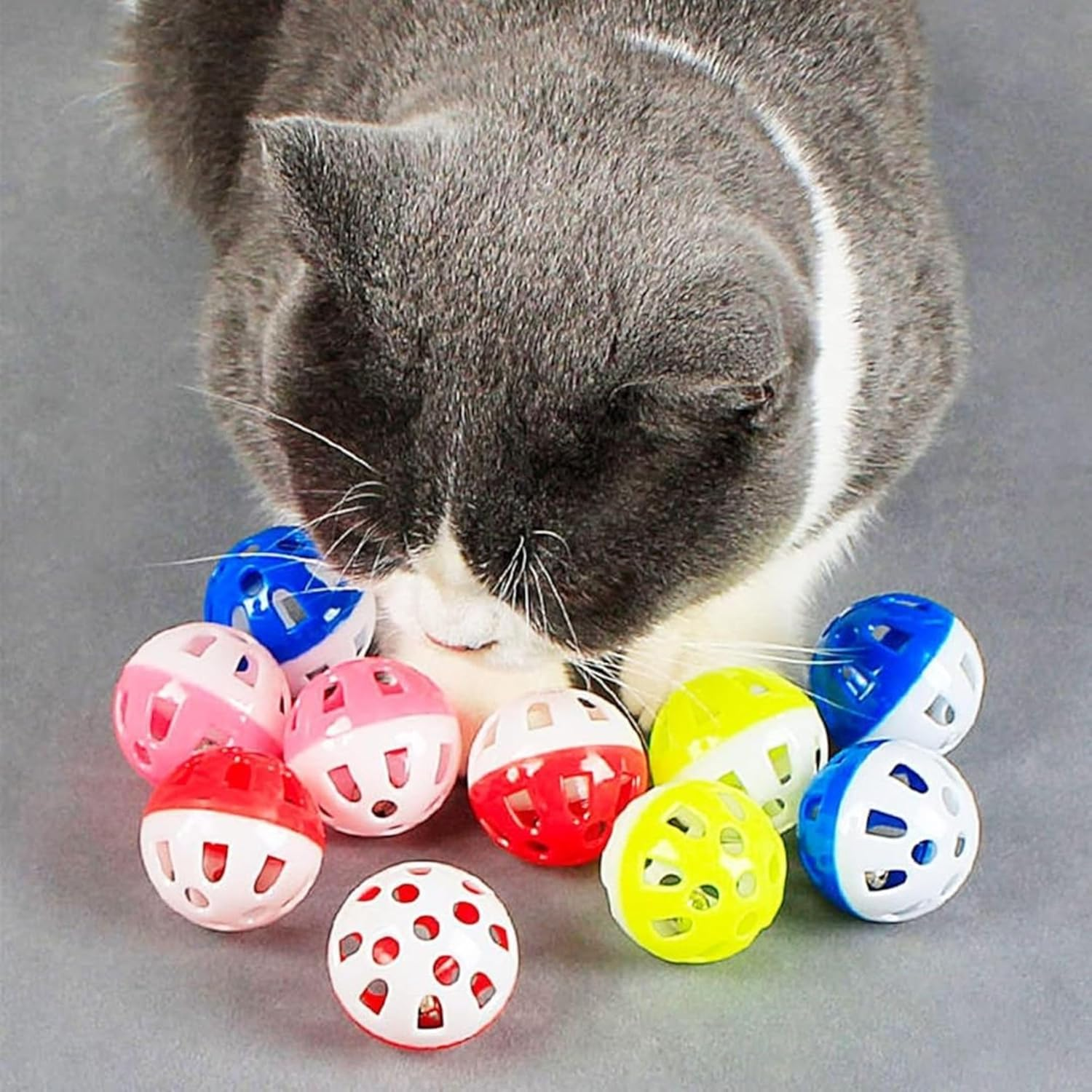 PARENCE - Set of 6 Play Balls for Cats 4 Cm - Interactive Toy with Bell - Accessories for Fun and Exercise Kittens and Adults Cat image number 4