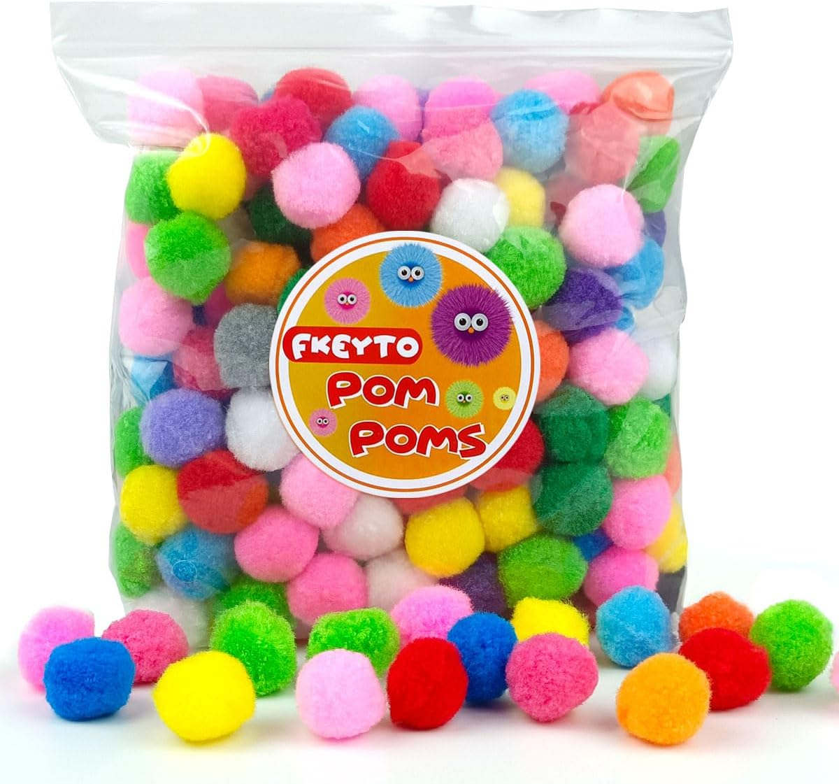 200 Pieces Pom Poms, 1 Inch Craft Pom Poms, Fuzzy Pompom Puff Balls for DIY Arts, Crafts Projects, Home Decorations (Black)