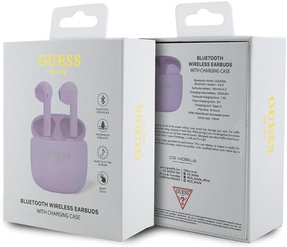 Guess GUTWST26PSU TWS Bluetooth Headphones with Docking Station Purple Classic EST Logo image number 2