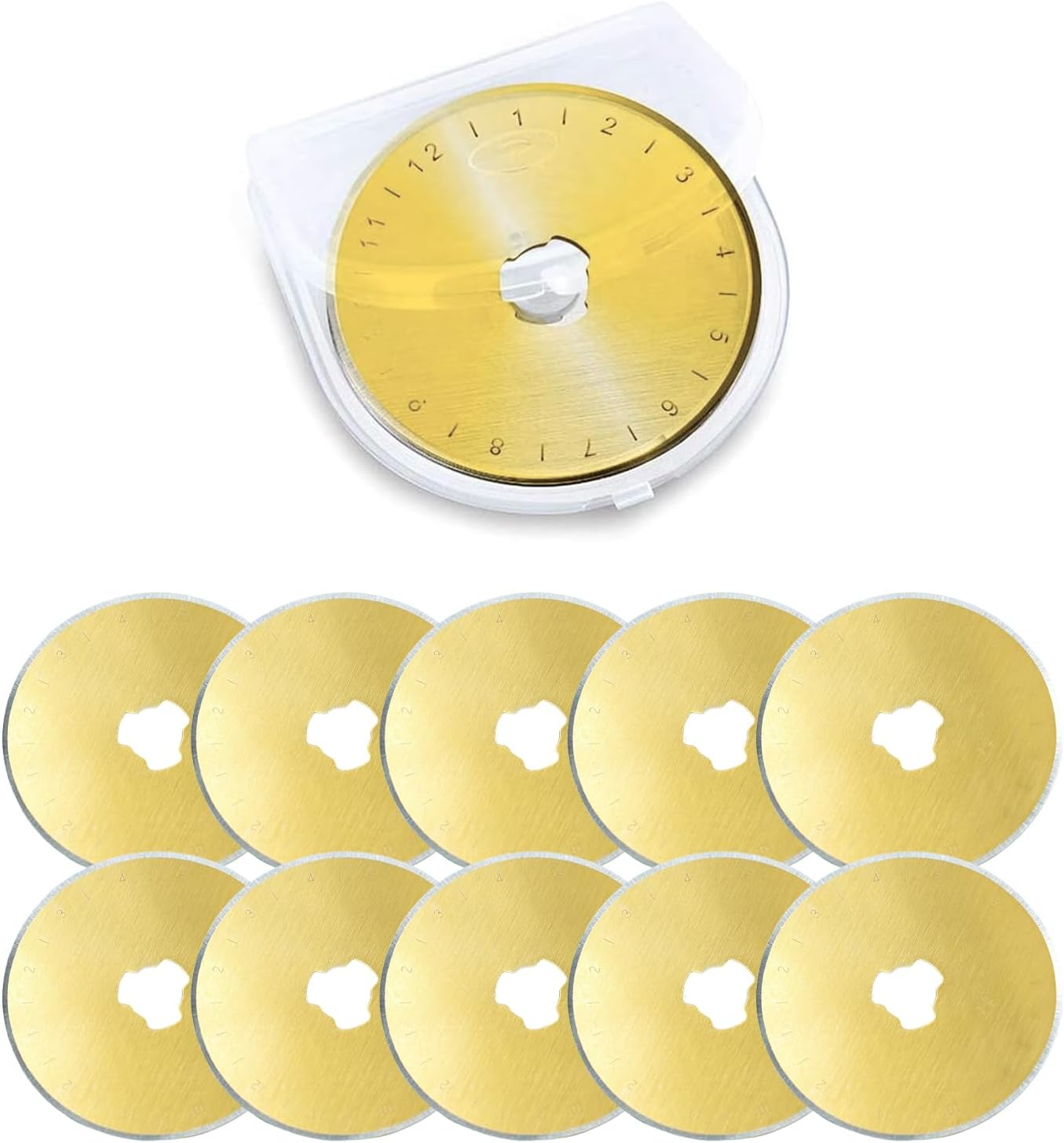 Agwenkui 10 Pack Titanium Rotary Cutter Blades 45Mm Spare Replacement Blades - Rotary Cutter Blades Replacement with Sharpness for Quilting Scrapbooking Sewing Arts Crafts (Long Lasting Edge) image number 4