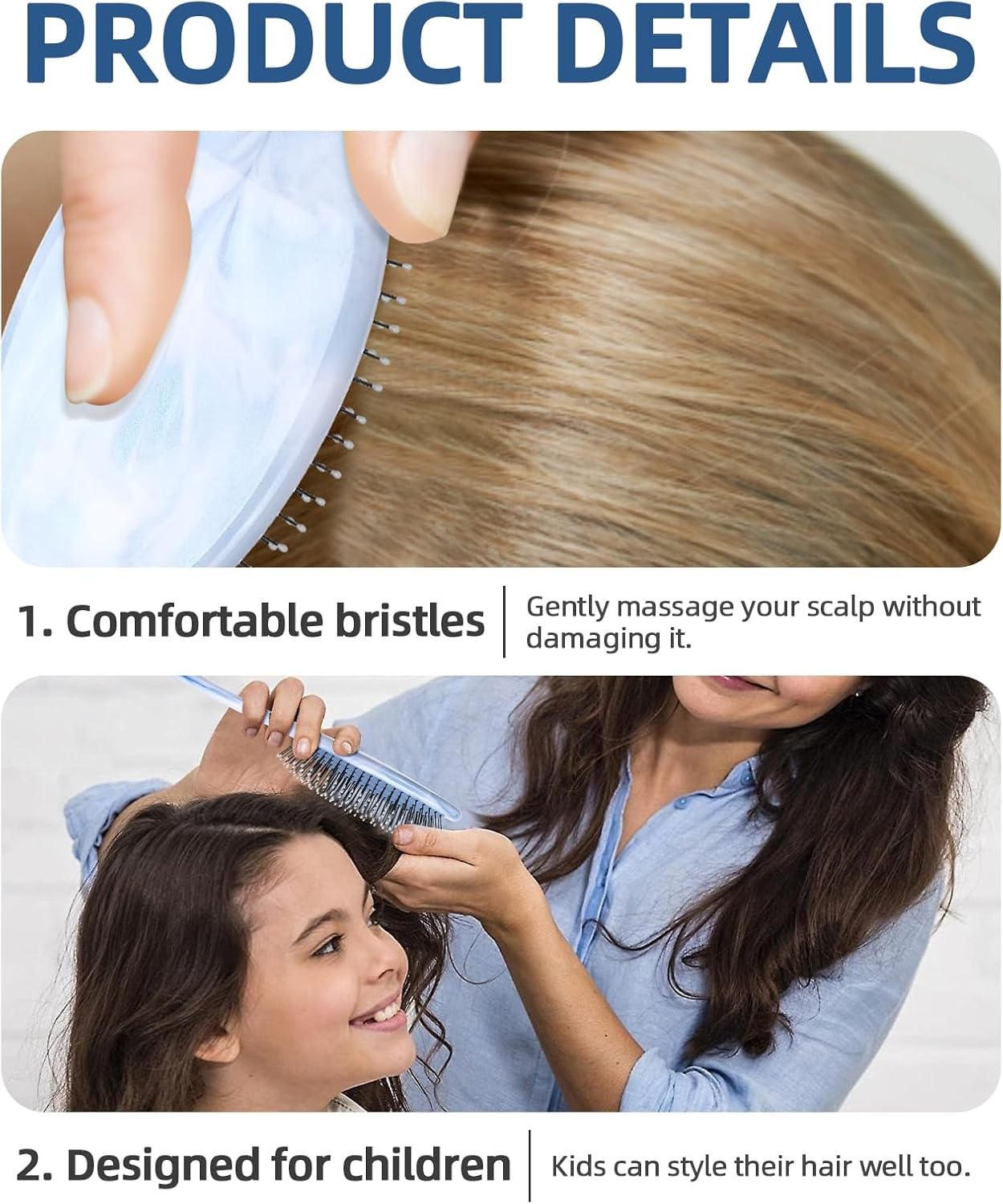 Daily Gard 2 Pack Detangler Hair Brush and Mini Hair Brush, Dry and Wet Hair Brush for Women Men Girls, Detangling Hairbrush for Wet/Dry/Curly/Thick/Long/Wavy/Damaged Hair, Blue - Green image number 5