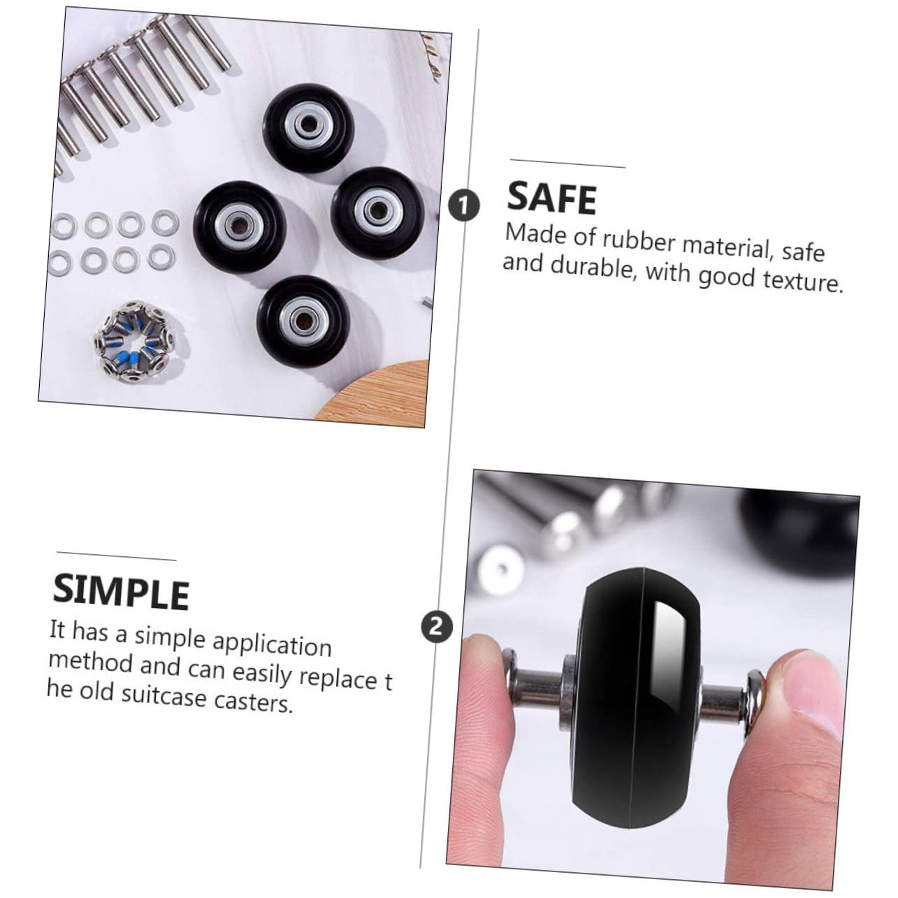 CIYODO 41X18Mm Luggage Replacement Wheels with Axle and Wrench, Wear-Resistant Suitcase Repair Kit for Travel Bags, Suitcase Bearings for Trolley Case Maintenance image number 3