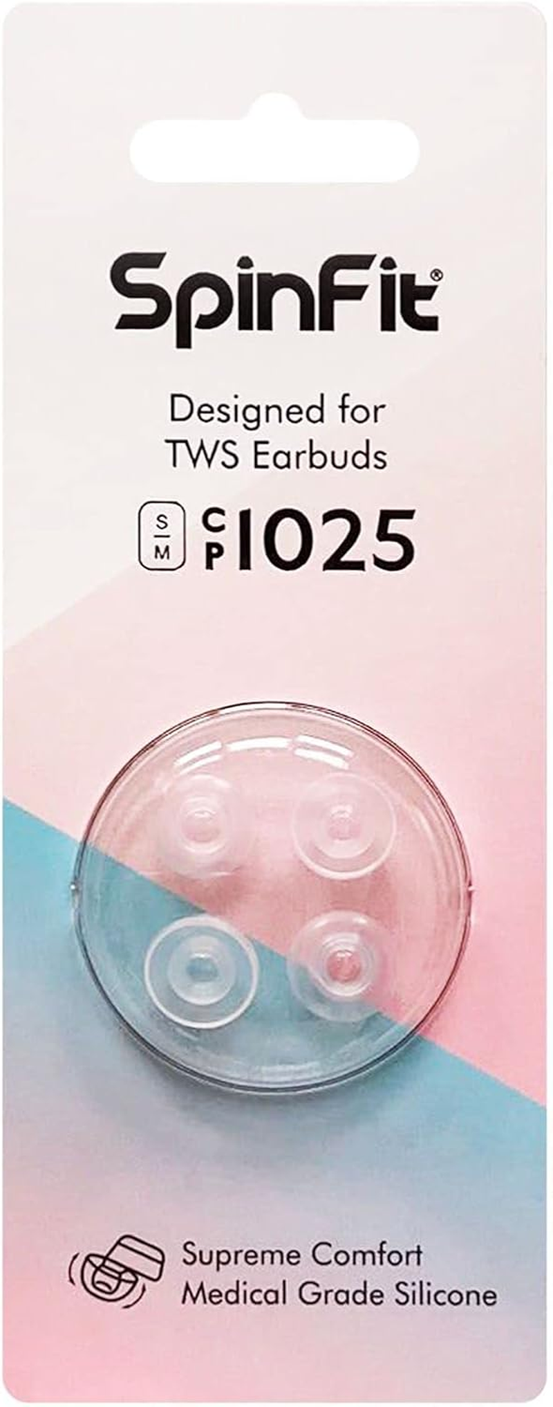 Spinfit CP1025 for True Wireless Earbuds Fits Mtw3,Galaxy Buds 2, Soundcore Space A40 & More- M/S - Patented Silicone Eartips, Supreme Comfort(For Nozzle Diameter from 4-5.5Mm) image number 2