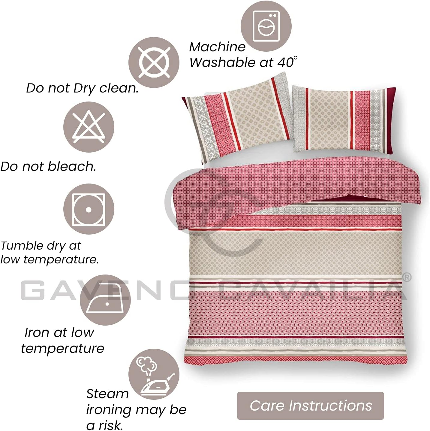 GC GAVENO CAVAILIA Easy Care Printed Duvet Cover with Pillowcase Set, Polka Dot Bedding Double Bed Set, Washable Quilt Covers, Natural (740834)