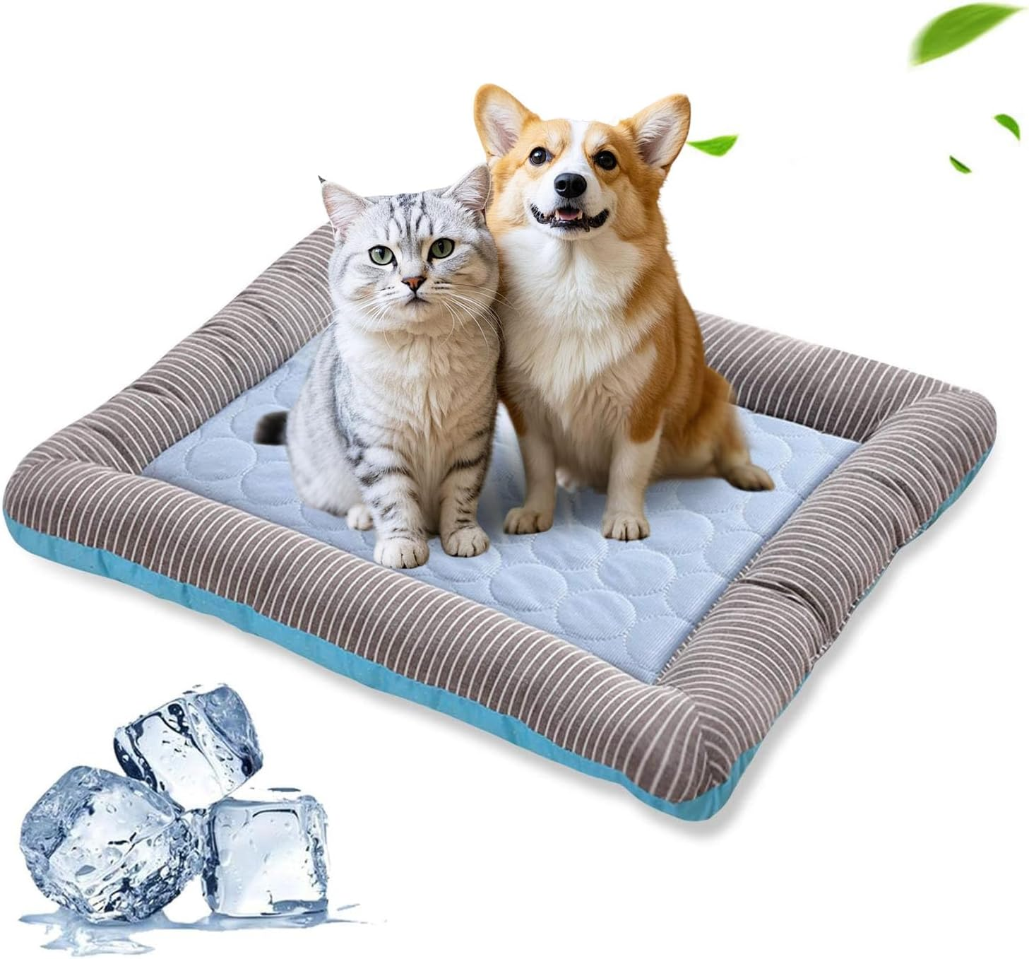 PETCUTE Cooling Pad Bed for Dogs Cats Puppy Kitten Cooling Mat Pet Cooling Mat Pad Cool Blanket Dog Bed Ice Silk Material Soft for Summer Sleeping Dog Bed Blue Medium