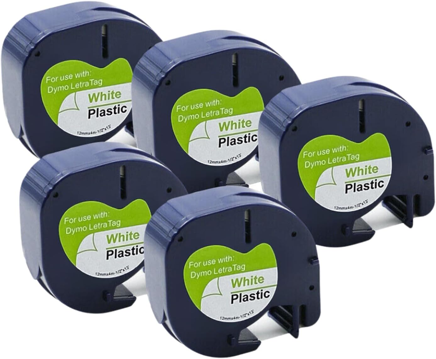 Leona Co Label Tape Compatible with Dymo Letratag Refills White Paper 91331, 12Mm X 4M Black on White Label Maker Plastic Tape for Dymo Letra Tag LT-100H, 5/10-Pack (5) image number 5
