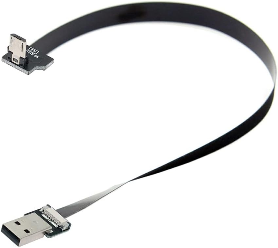 Xiwai 2.0M down Angled USB 2.0 Type-A Male to Micro USB 5Pin Male Data Flat Slim FPC Cable for FPV & Disk & Phone image number 4