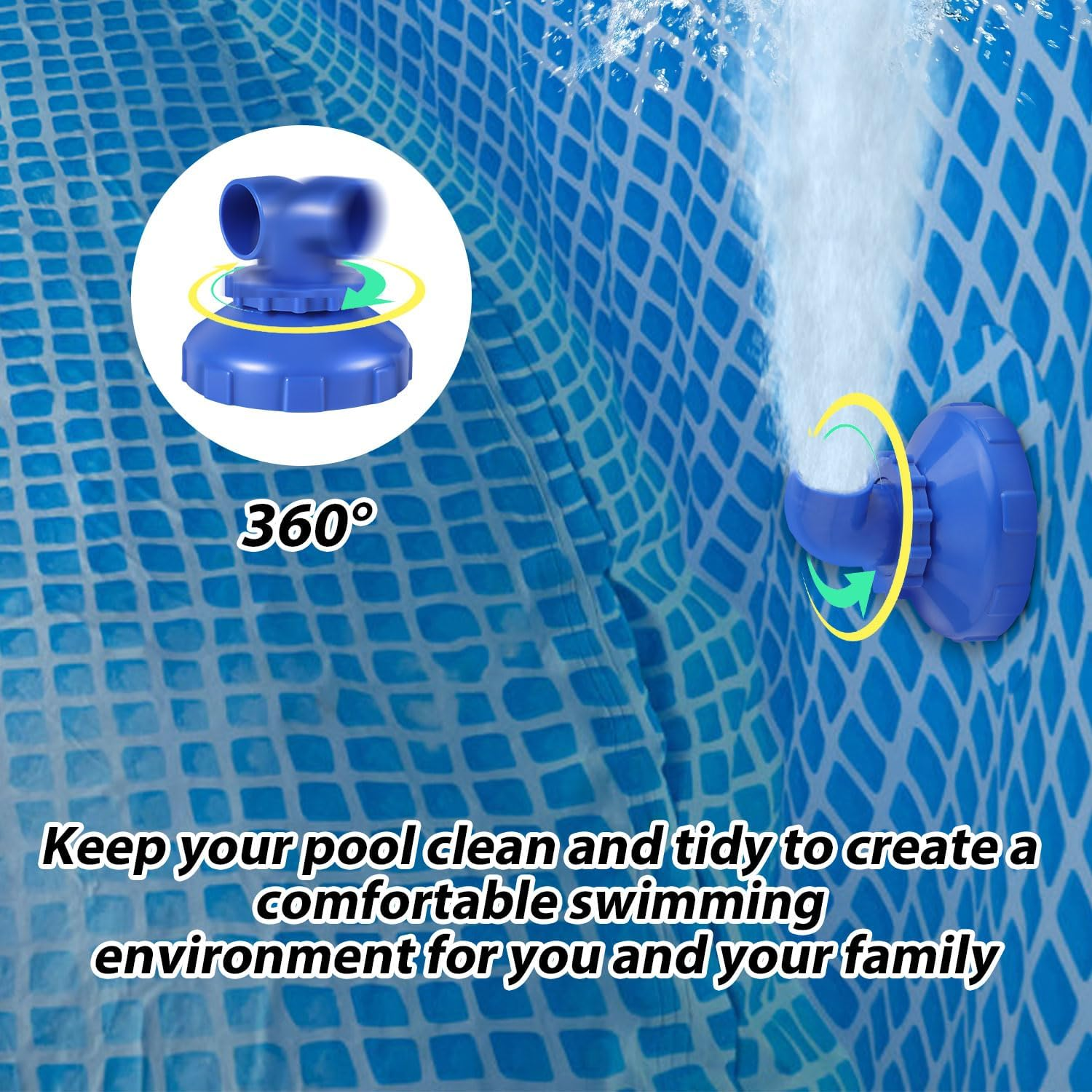 Gosknor 2Pcs 360&deg; Swivel Pool Jet Nozzles, Rotatable Inlet Nozzle Fitting Swimming Pool Spa Water Return Jet Replacement Part for Intex Spout Accessories image number 6