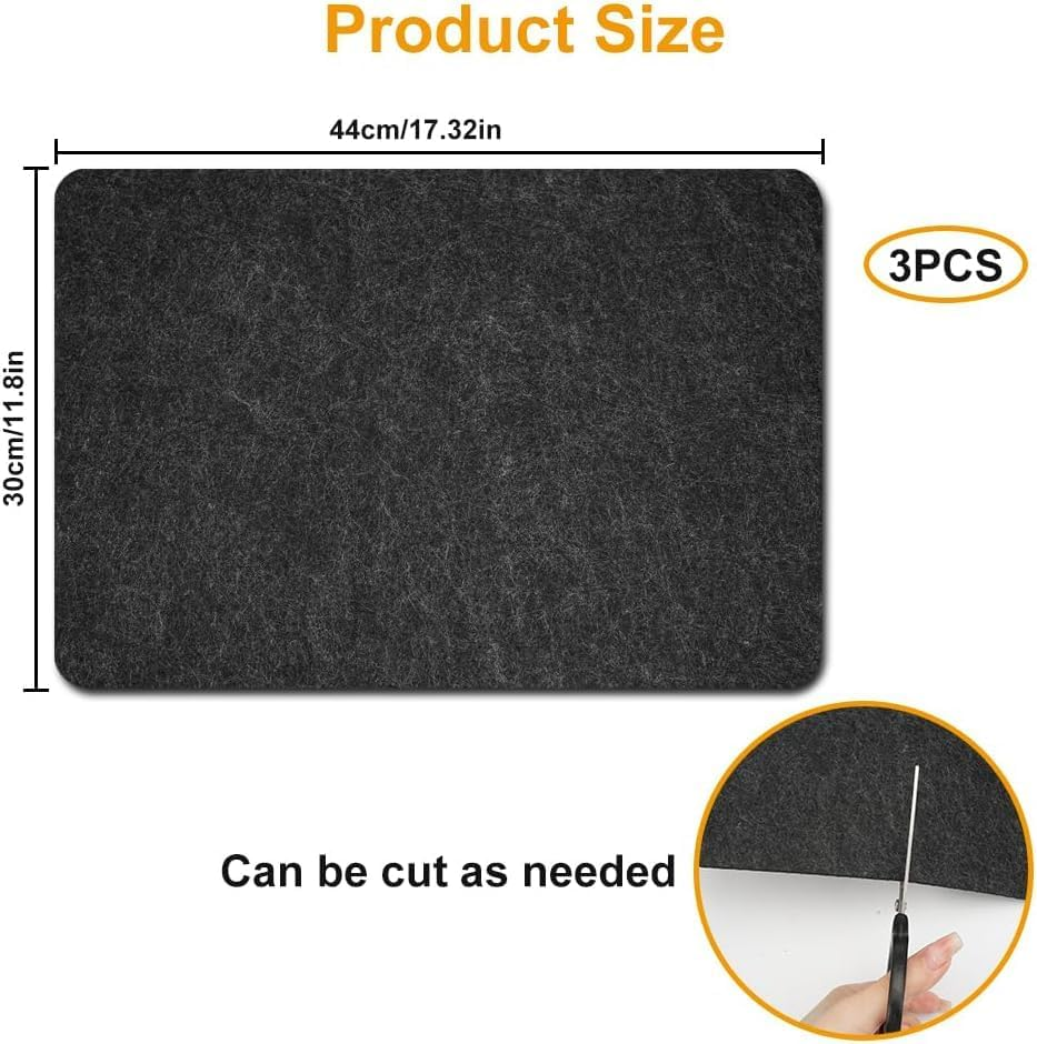 3 PCS Heat Resistant Mat for Air Fryer,17.3X 11.8 in Non Slip Heat Proof Mat, Countertop Heat Protector for Air Fryer, Coffee Maker, Toaster, Oven, Black image number 1