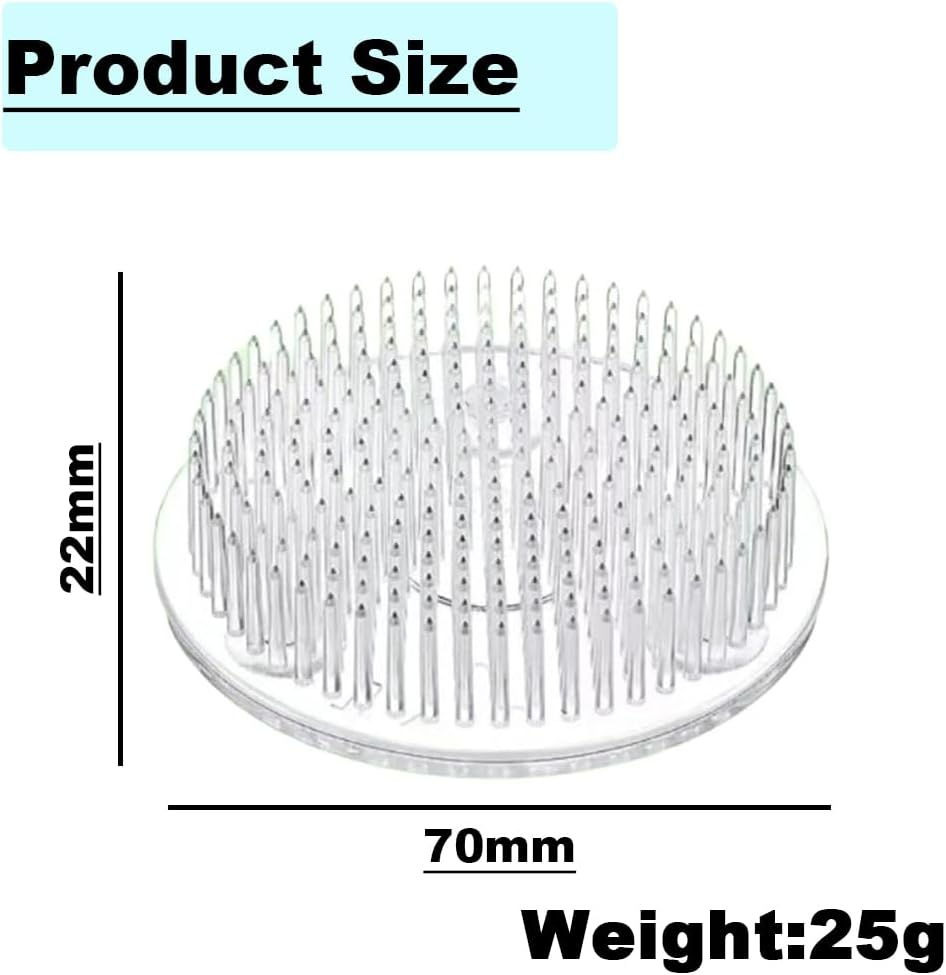 2PCS Clear Plastic Flower Frogs - 2.76" (70Mm) Pin Frog Holders for Flower Arrangements,Round Floral Arrangement,Plastic Flower Frog Pin Holder with 3 Suction Cups on Bottom image number 2