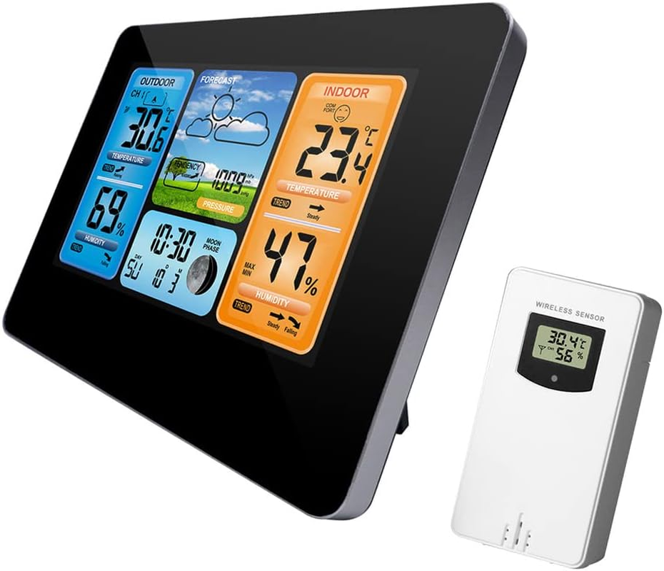 ACAGALA FJ3373 Multifunction Digital Weather Station LCD Alarm Clock Indoor Outdoor Weather Forecast Barometer Thermometer Hygrometer with Outdoor Sensor USB Power Cord image number 5